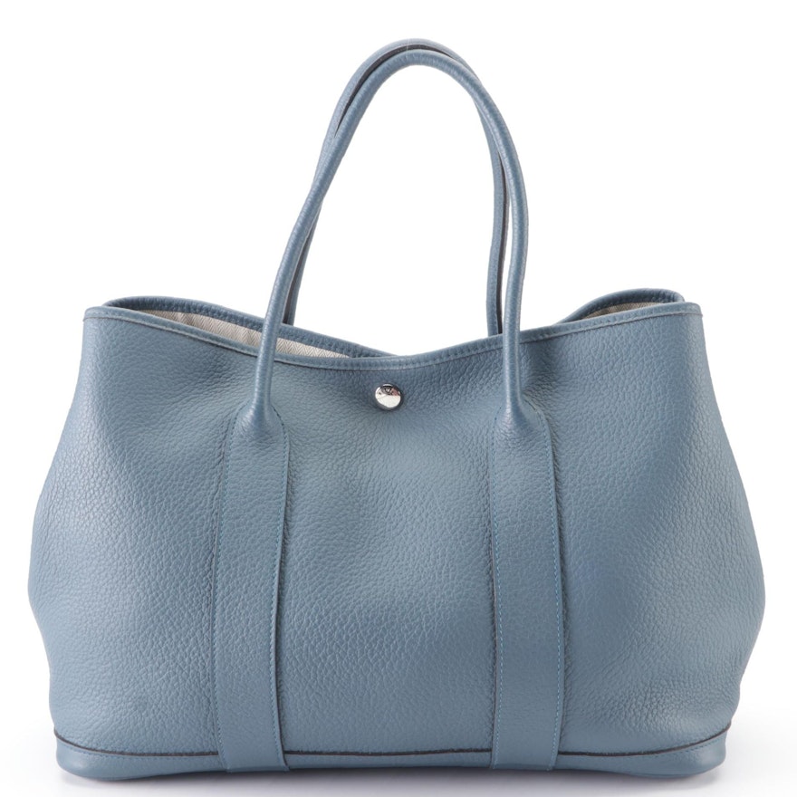 Hermès Garden Party 36 Tote Bag in Blue Agate Negonda Calfskin Leather