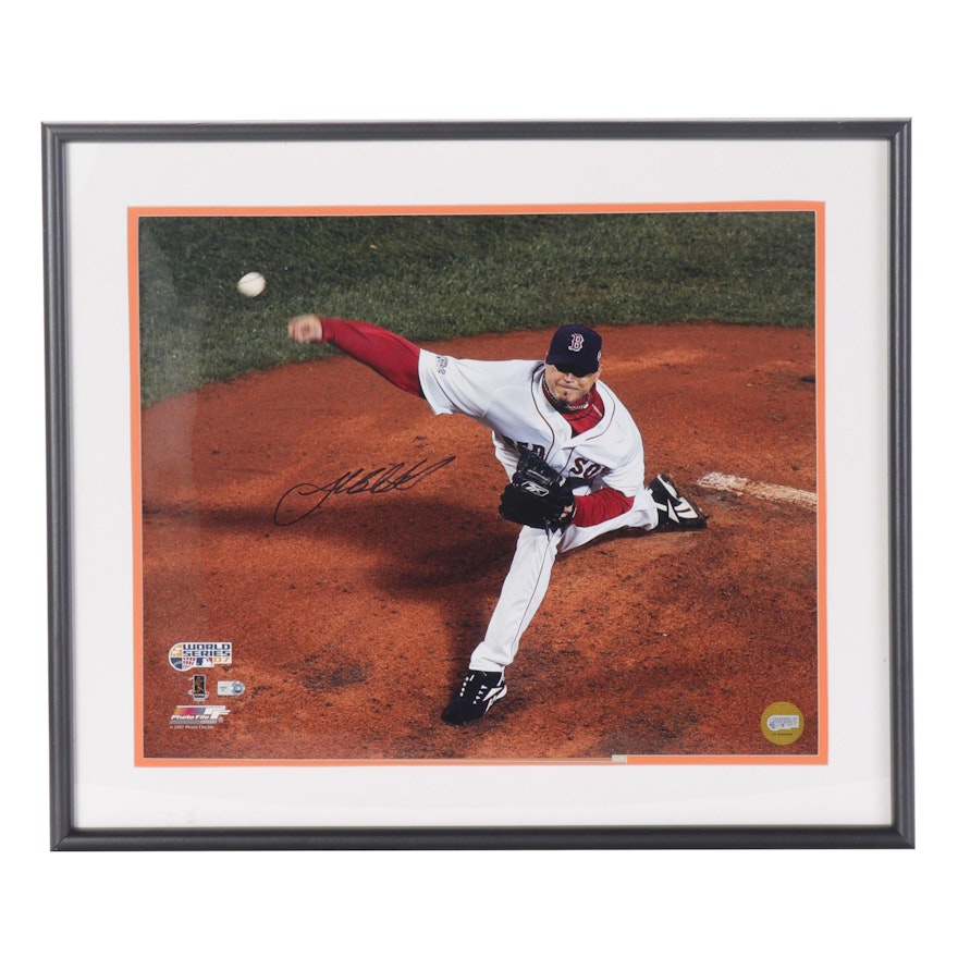 Boston Red Sox Josh Beckett Signed Framed 2007 World Series Giclée Print