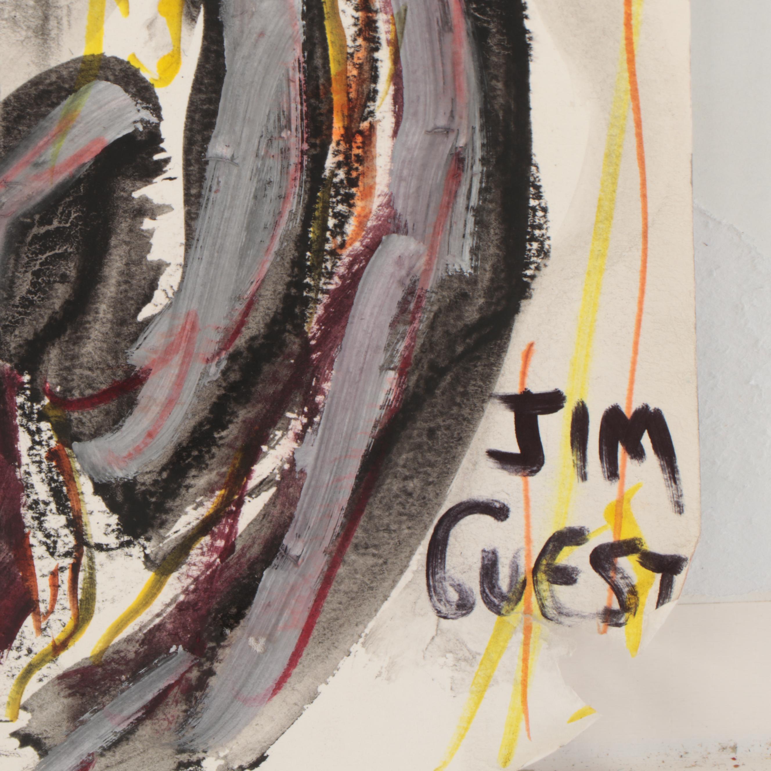 Jim Guest Figural Mixed Media Painting