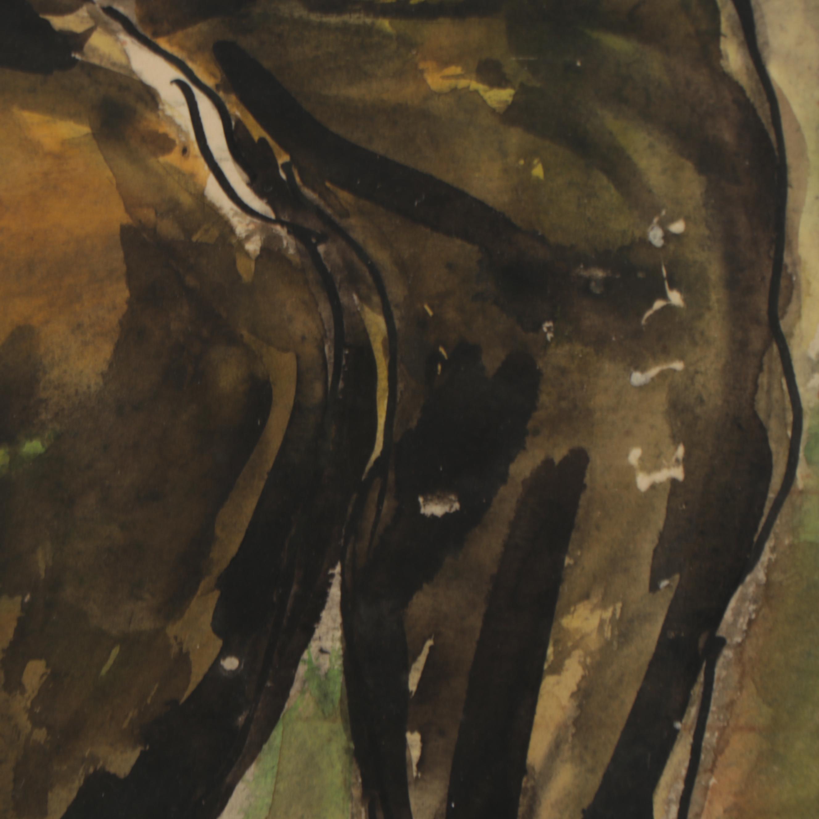 Abstract Portrait Watercolor Painting of Girl