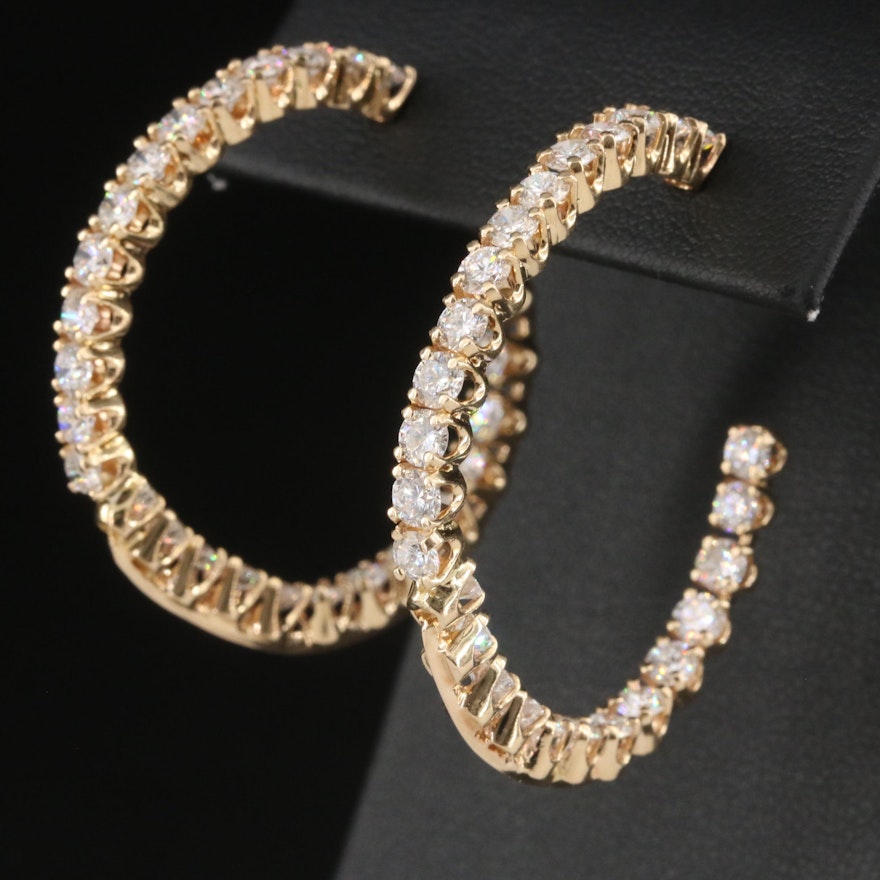 14K 7.03 CTW Diamond Inside-Out Hoop Earrings