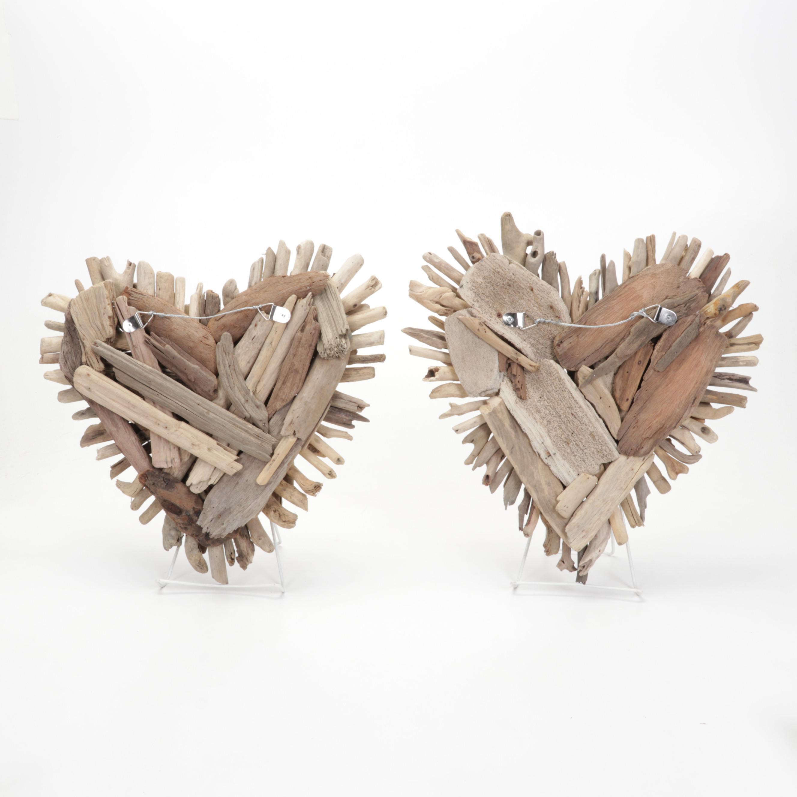 Driftwood Heart Wall Hangings, Framed Paper Butterflies, and Metal Bicycle Decor