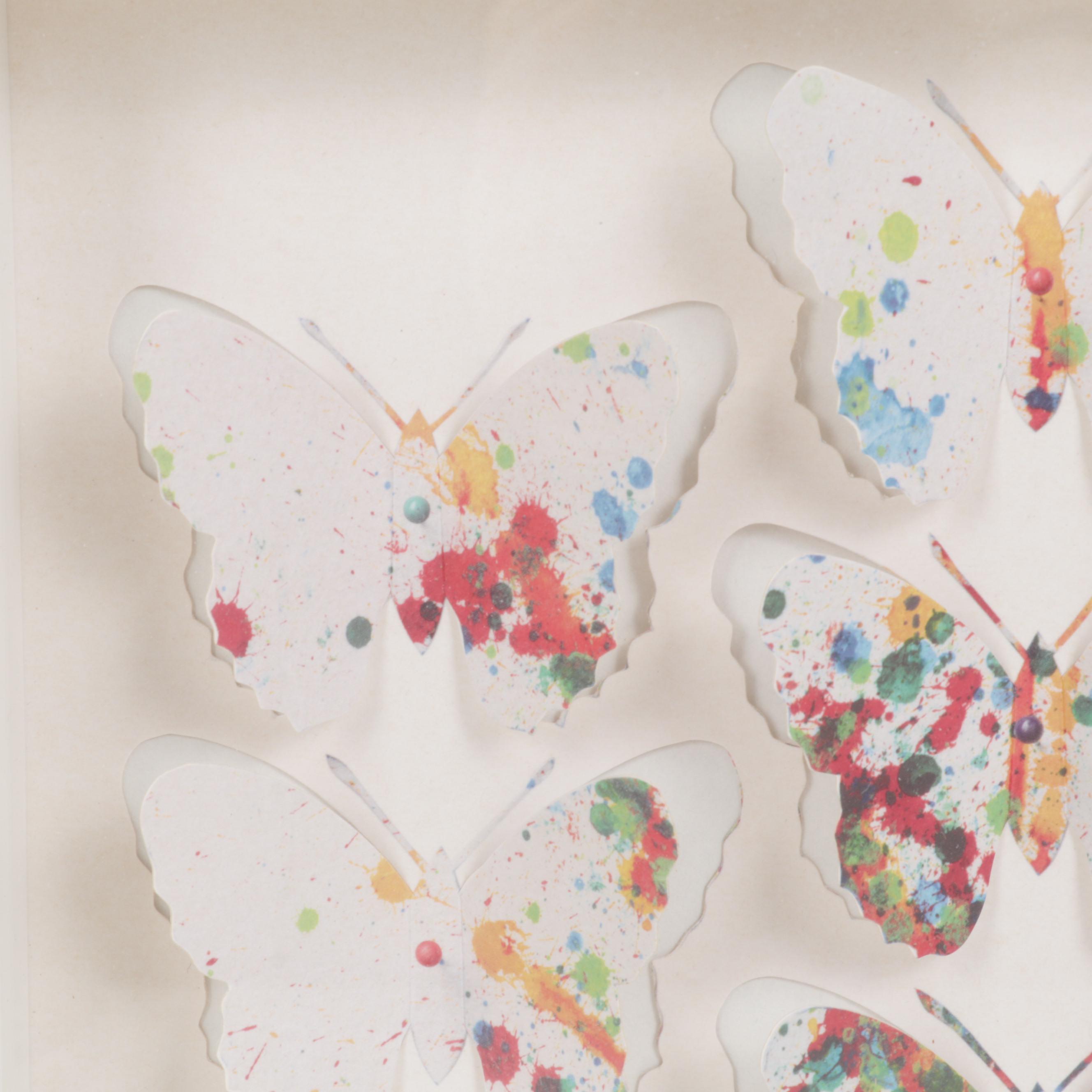 Driftwood Heart Wall Hangings, Framed Paper Butterflies, and Metal Bicycle Decor