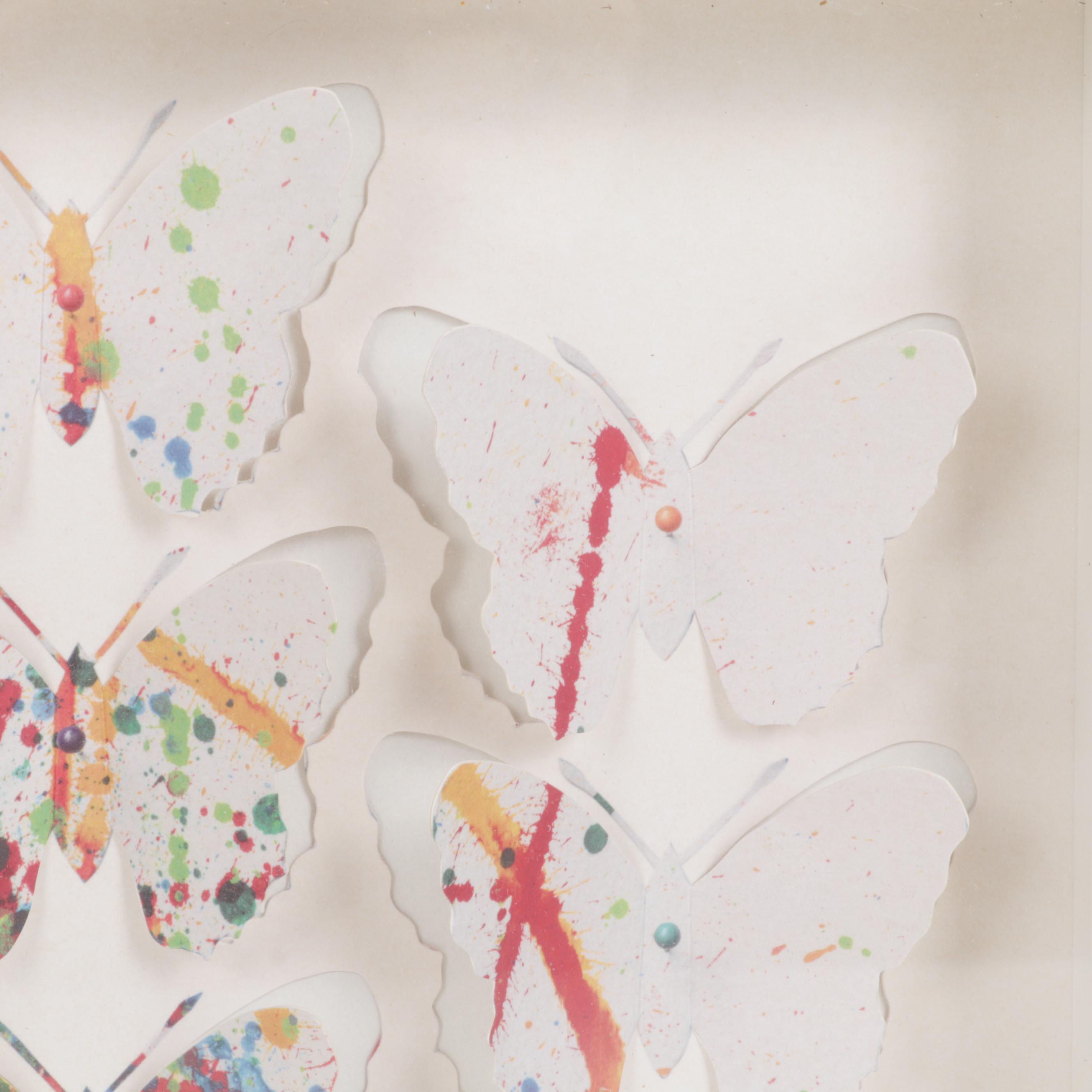 Driftwood Heart Wall Hangings, Framed Paper Butterflies, and Metal Bicycle Decor