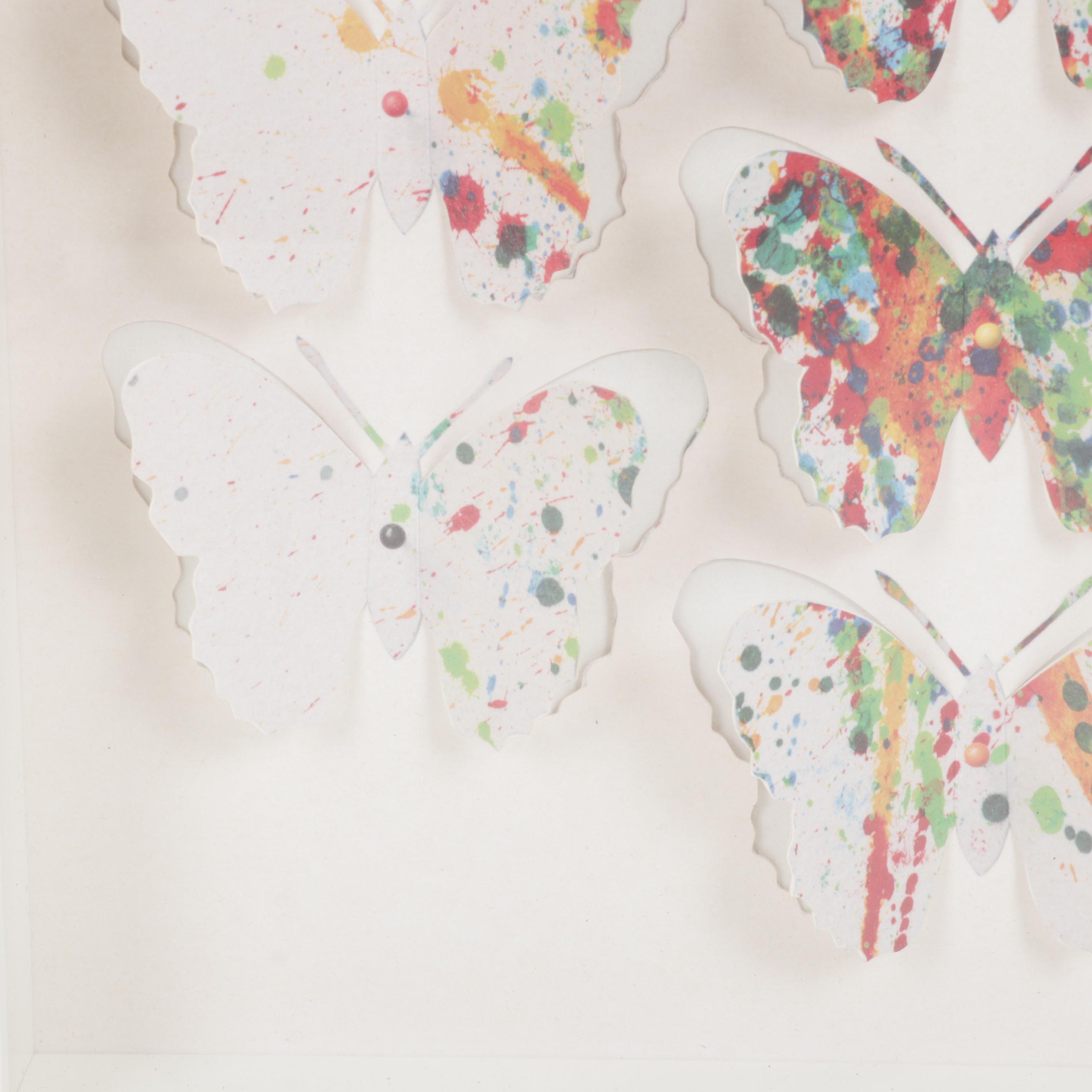 Driftwood Heart Wall Hangings, Framed Paper Butterflies, and Metal Bicycle Decor