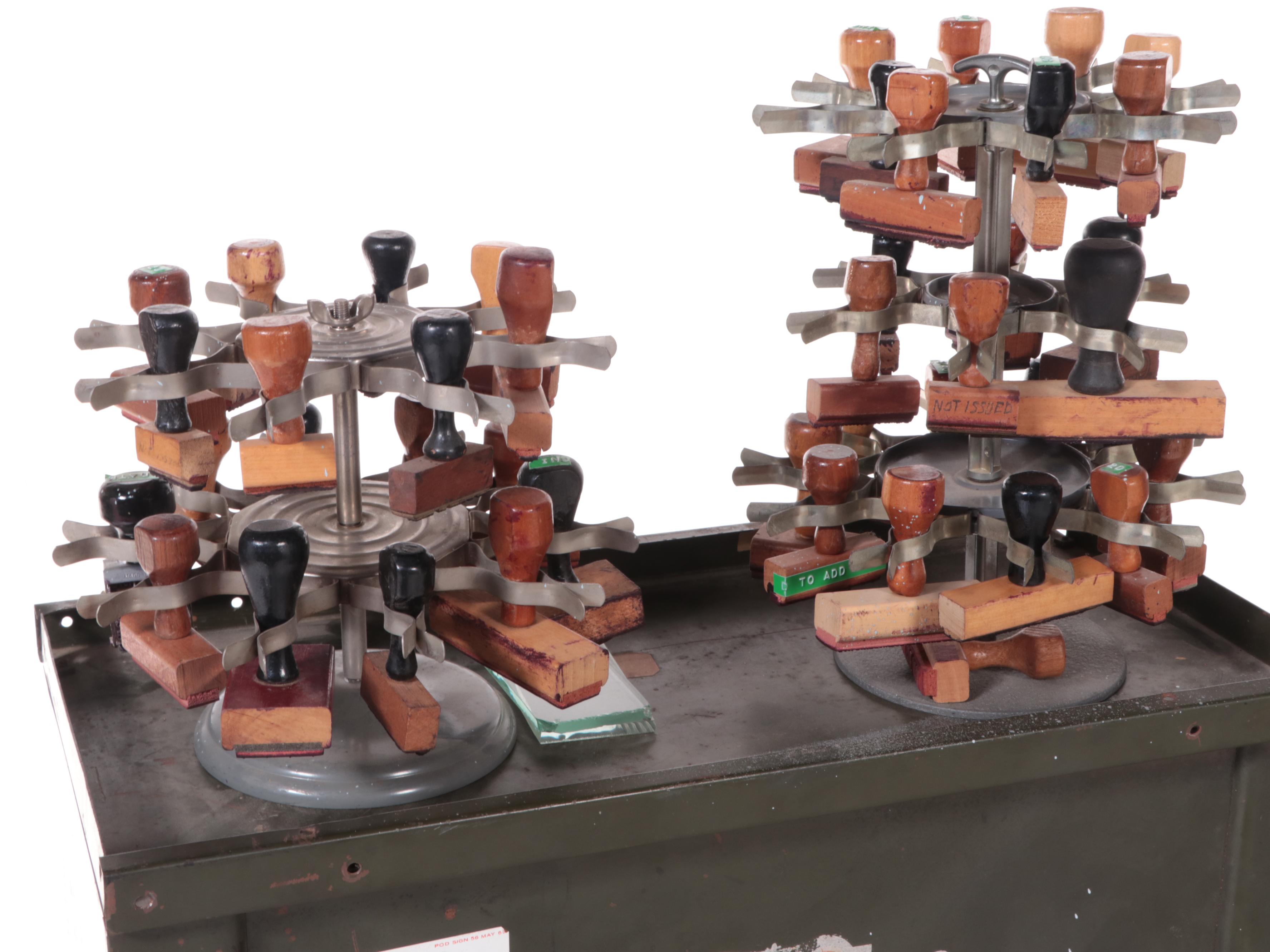 U.S. Army Post Office Mail Box Units, Bar Window Counter and Rubber Stamps