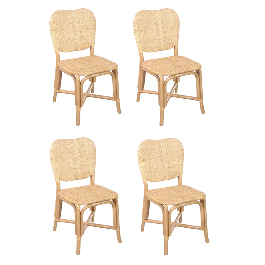 Set of Four Threshold with Studio McGee Interlaken Rattan Woven Dining Chairs