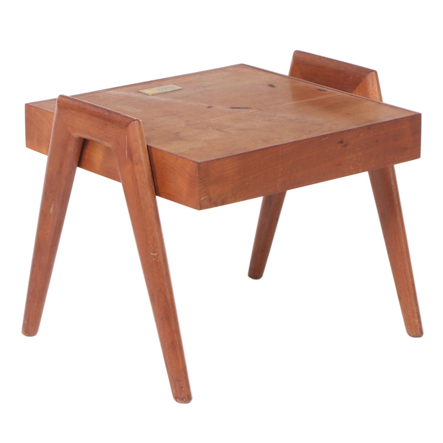 Otmar Mid-Century Modern Walnut Stool