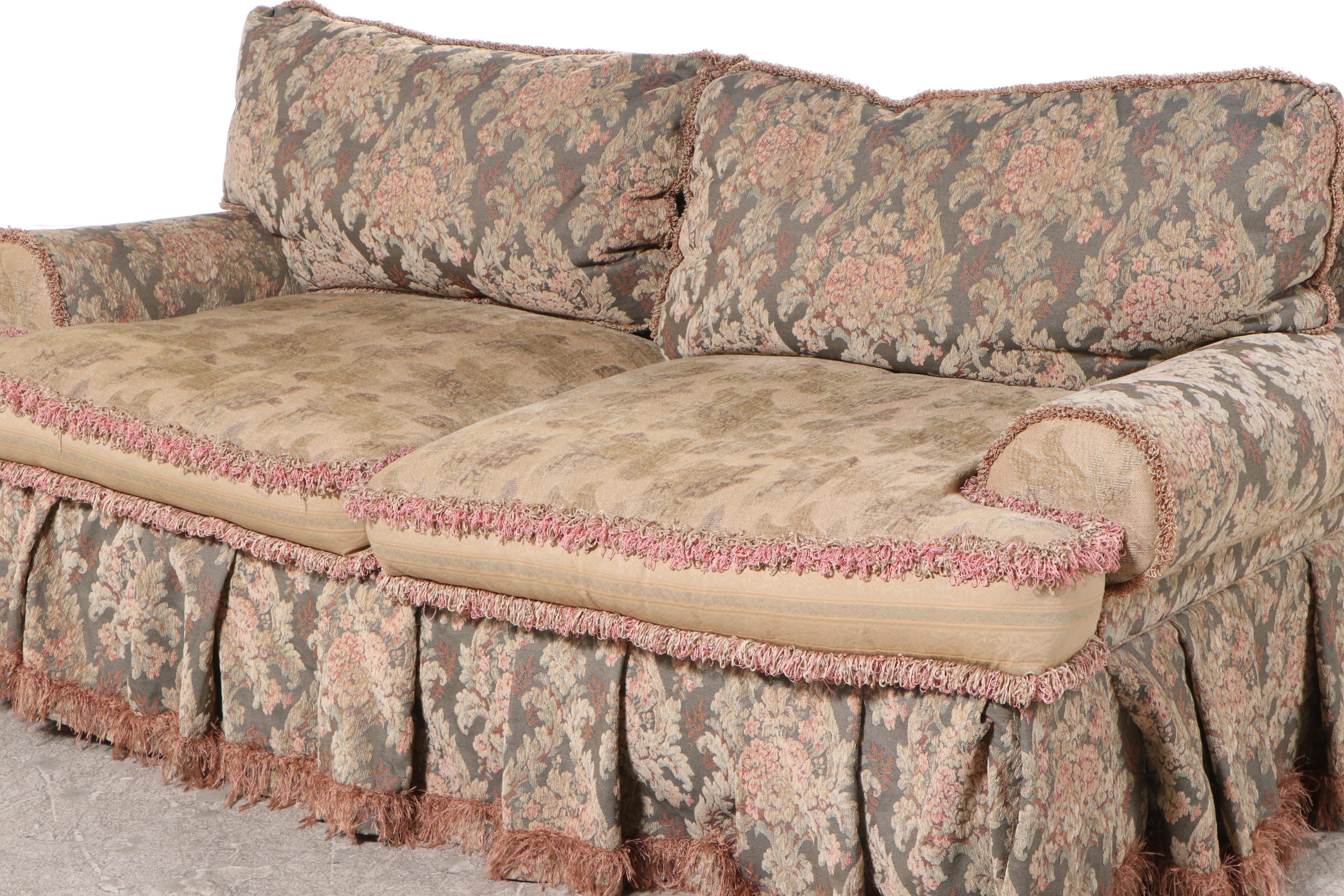 Carol Hicks Bolton and EJ Victor Skirted Sofa with Pillows