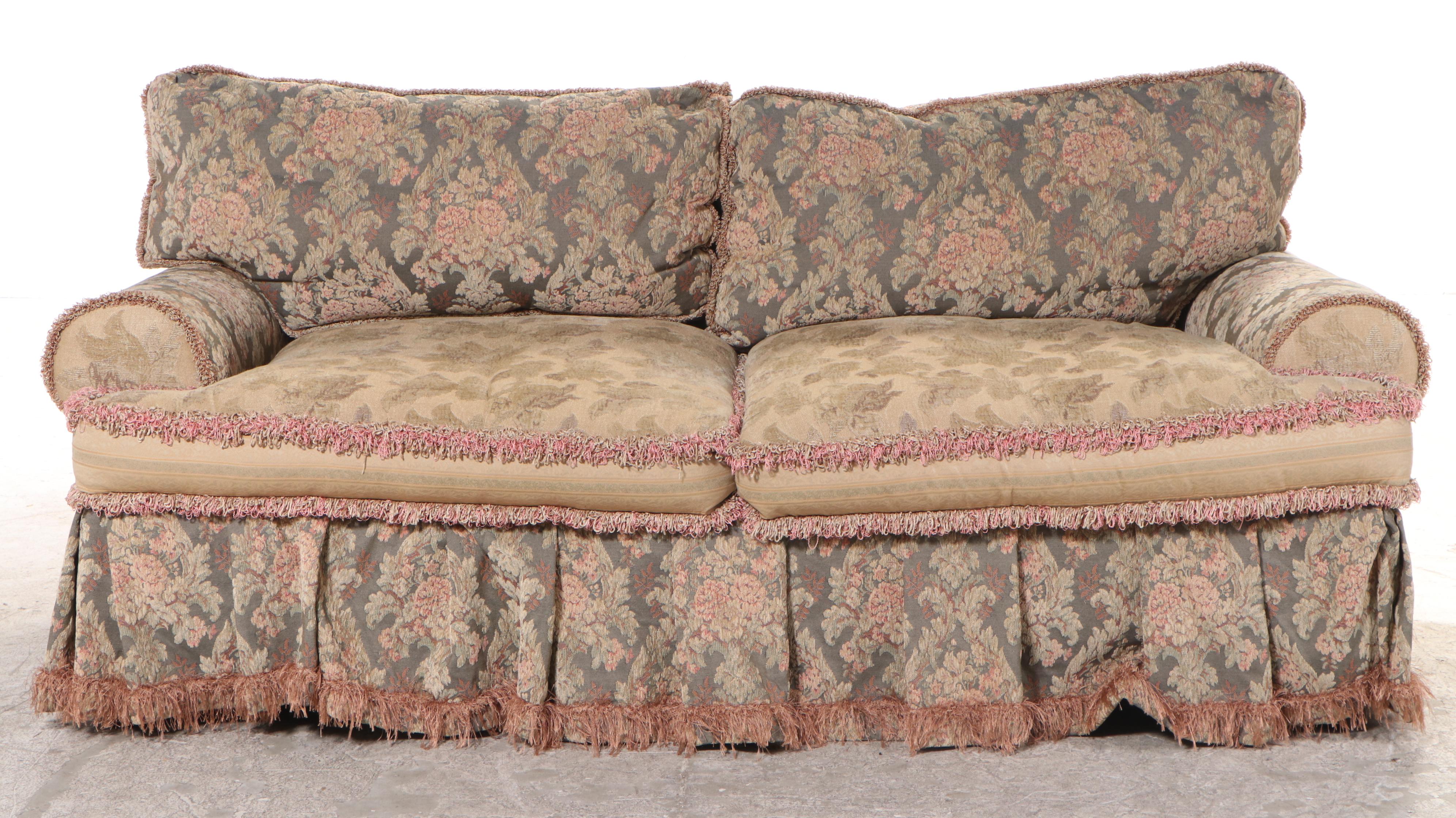 Carol Hicks Bolton and EJ Victor Skirted Sofa with Pillows