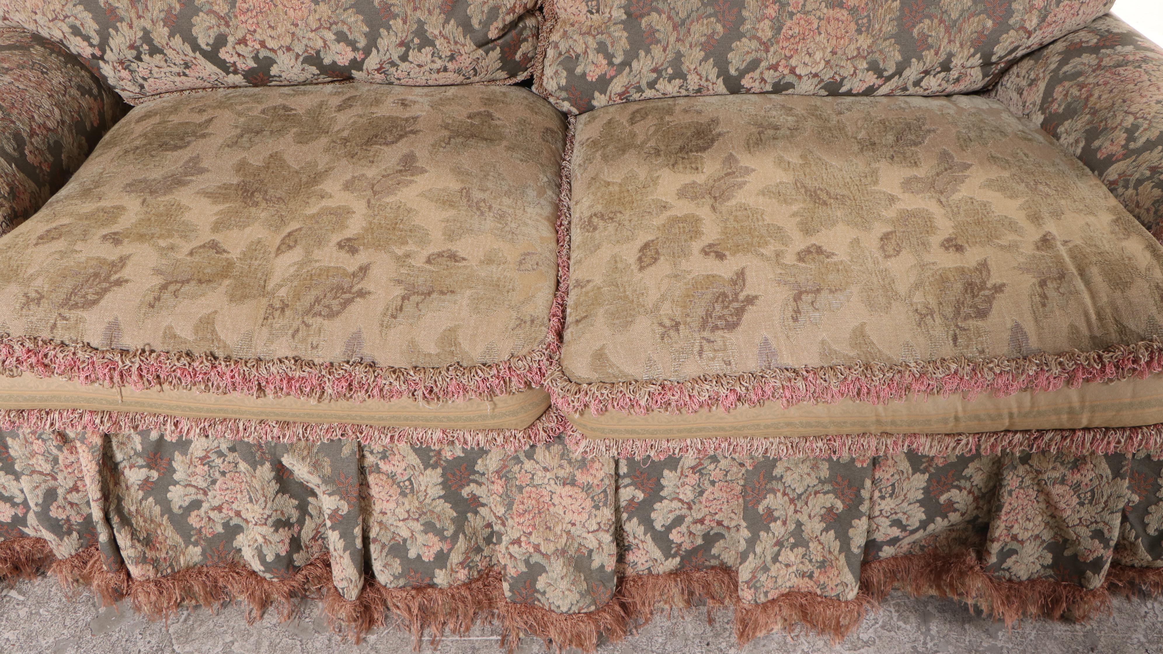 Carol Hicks Bolton and EJ Victor Skirted Sofa with Pillows