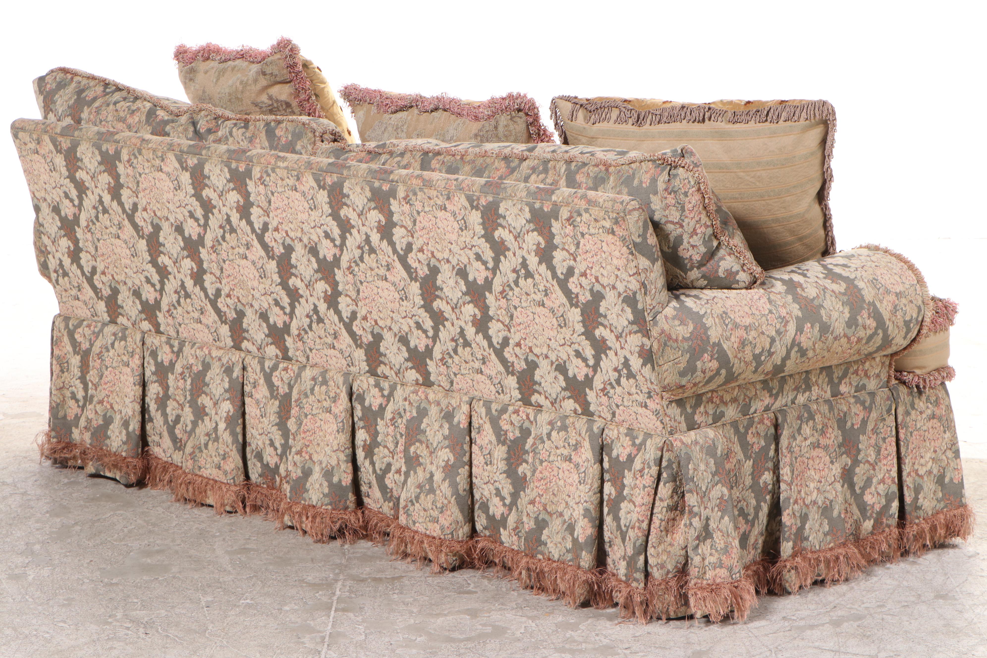 Carol Hicks Bolton and EJ Victor Skirted Sofa with Pillows