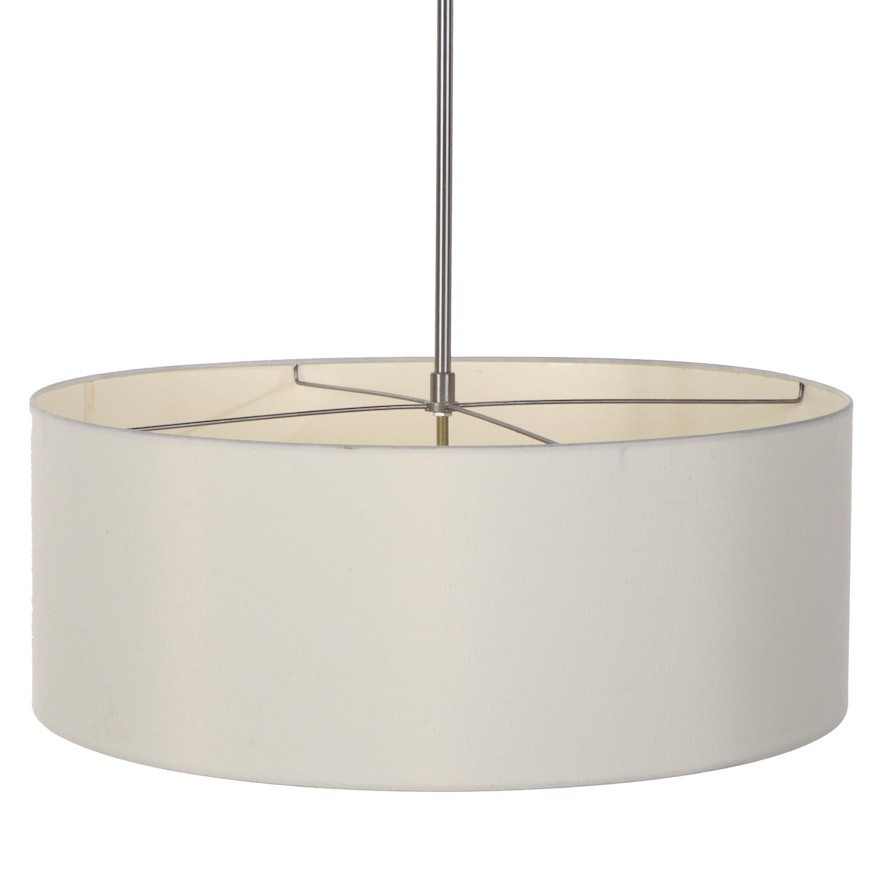 Contemporary Brushed Nickel Finish Pendant Light with Drum Shade