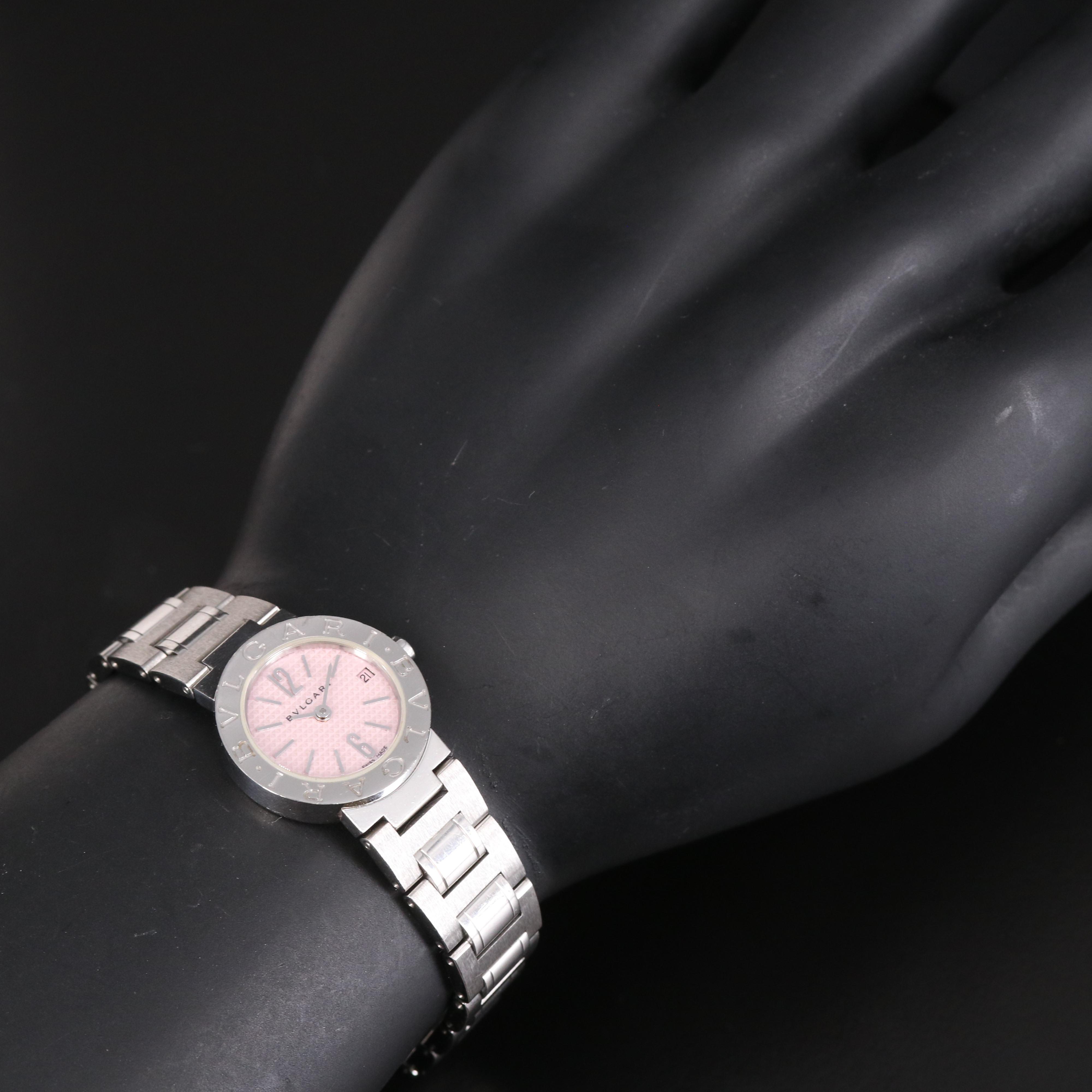 BVLGARI Pink Dial Stainless Steel Quartz Watch