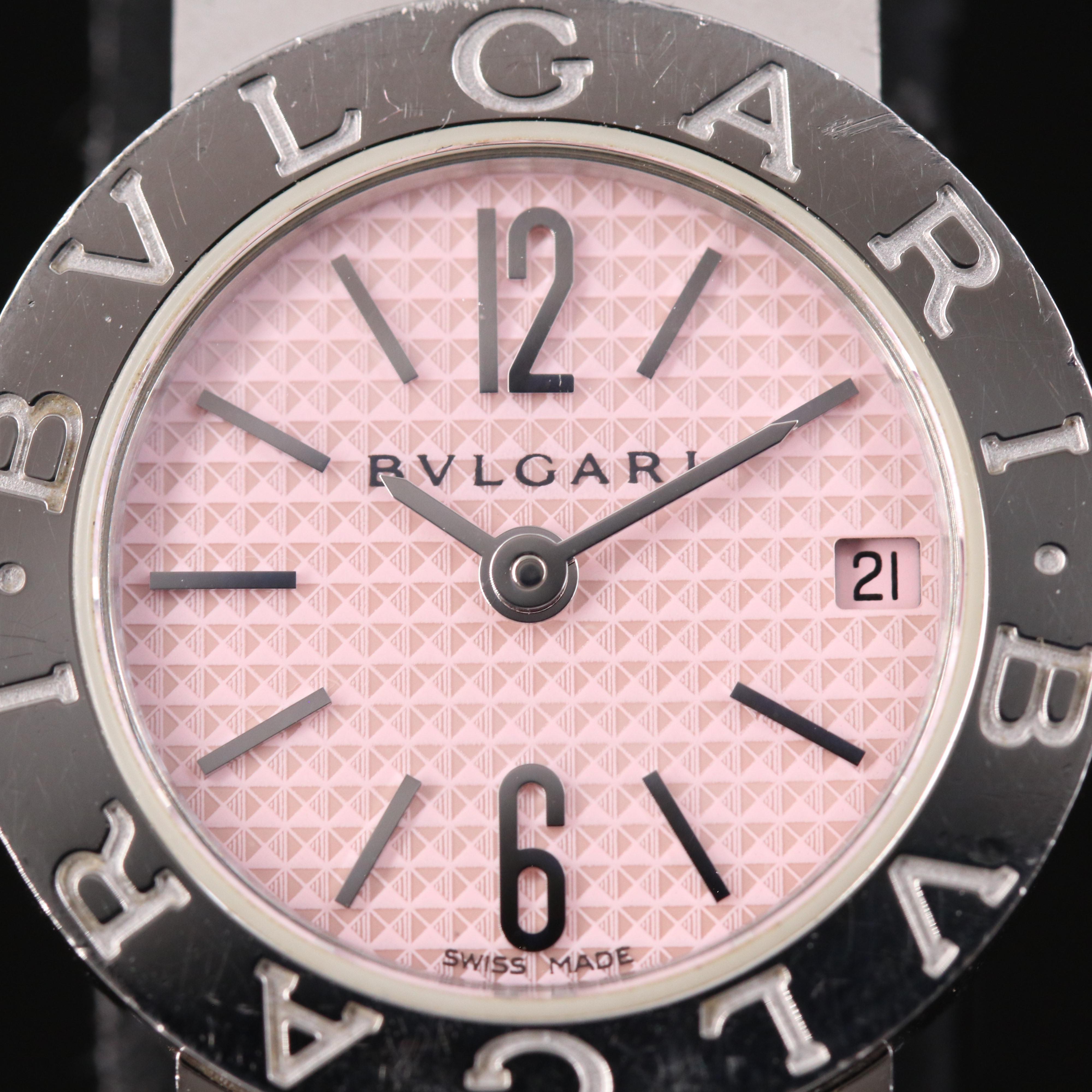 BVLGARI Pink Dial Stainless Steel Quartz Watch