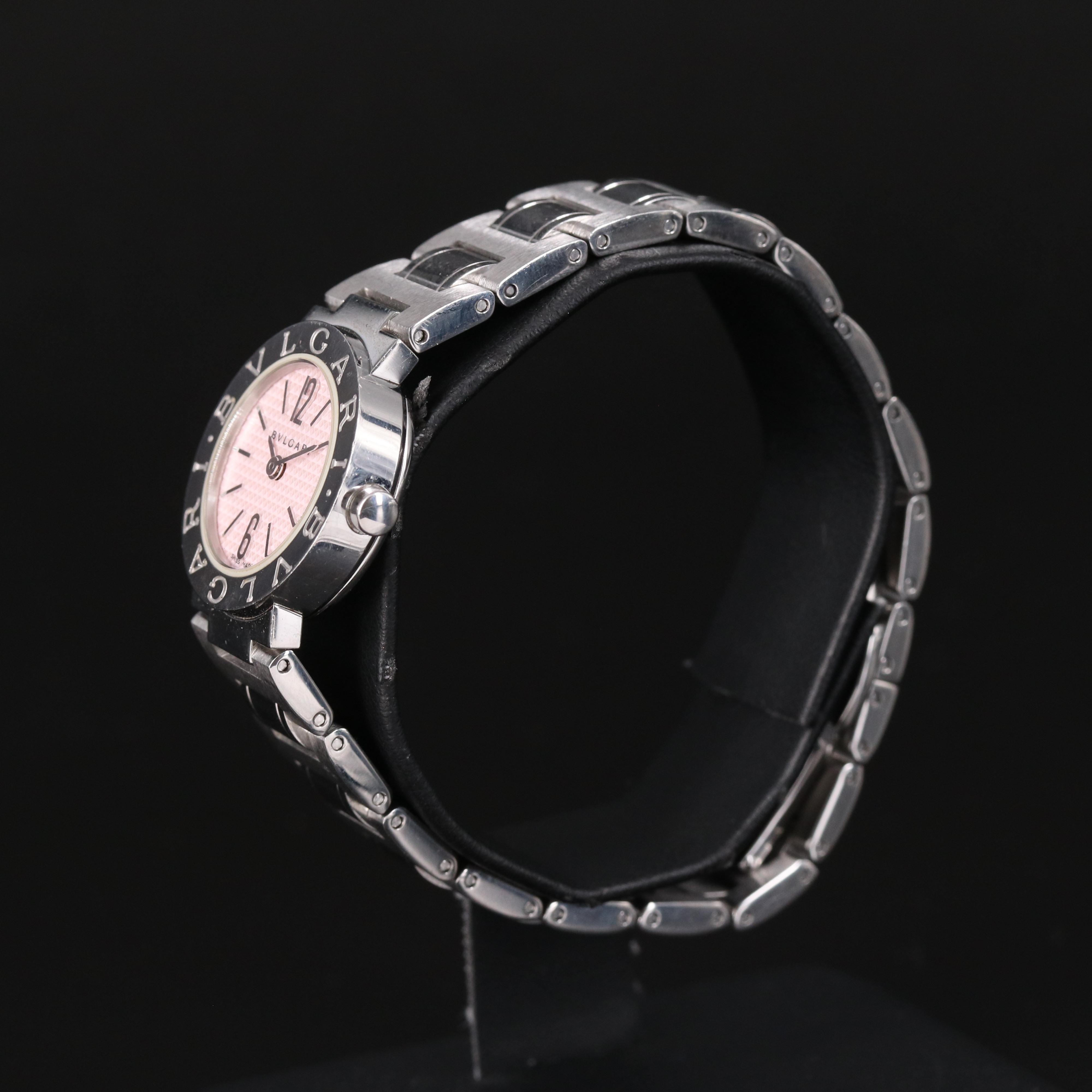 BVLGARI Pink Dial Stainless Steel Quartz Watch