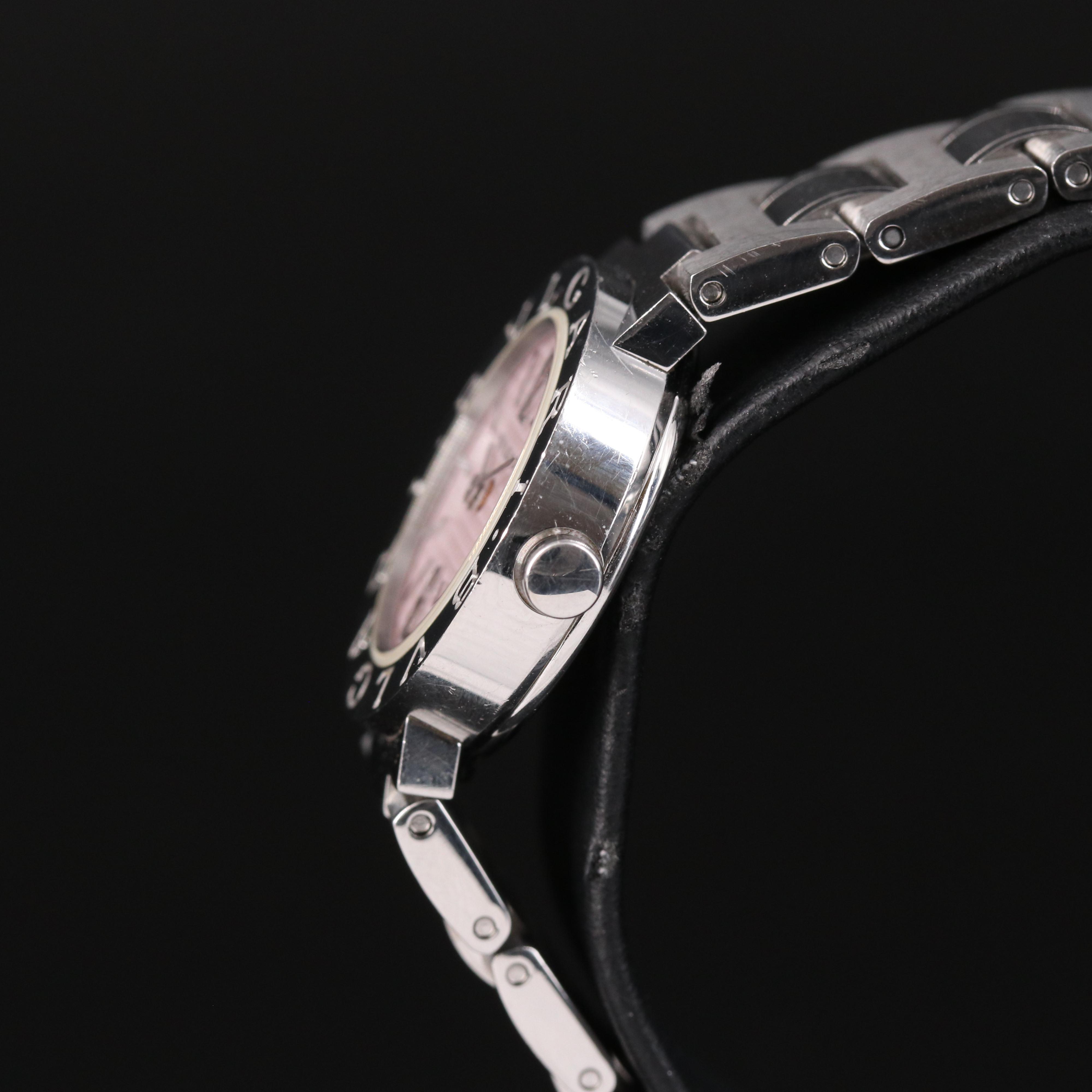 BVLGARI Pink Dial Stainless Steel Quartz Watch