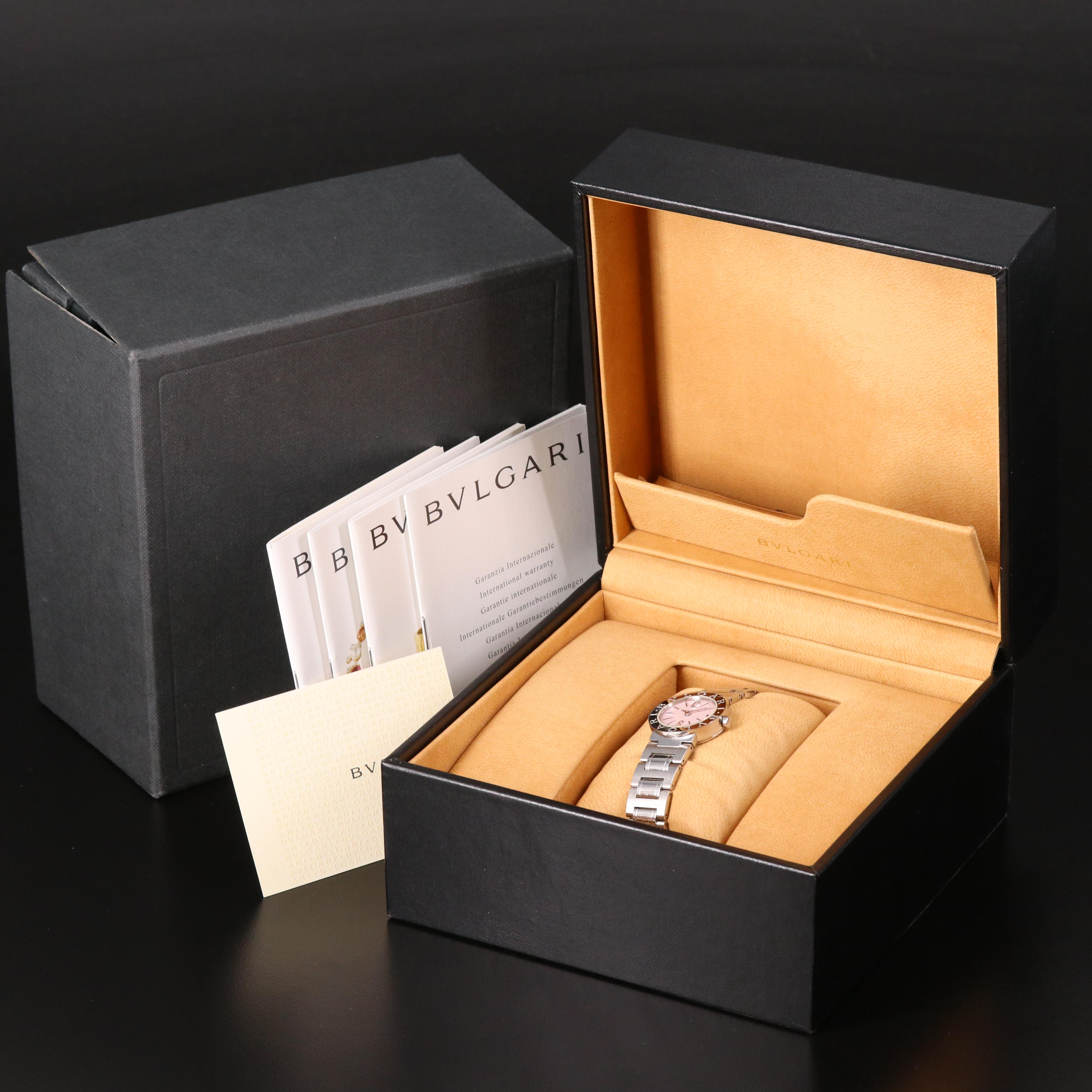 BVLGARI Pink Dial Stainless Steel Quartz Watch