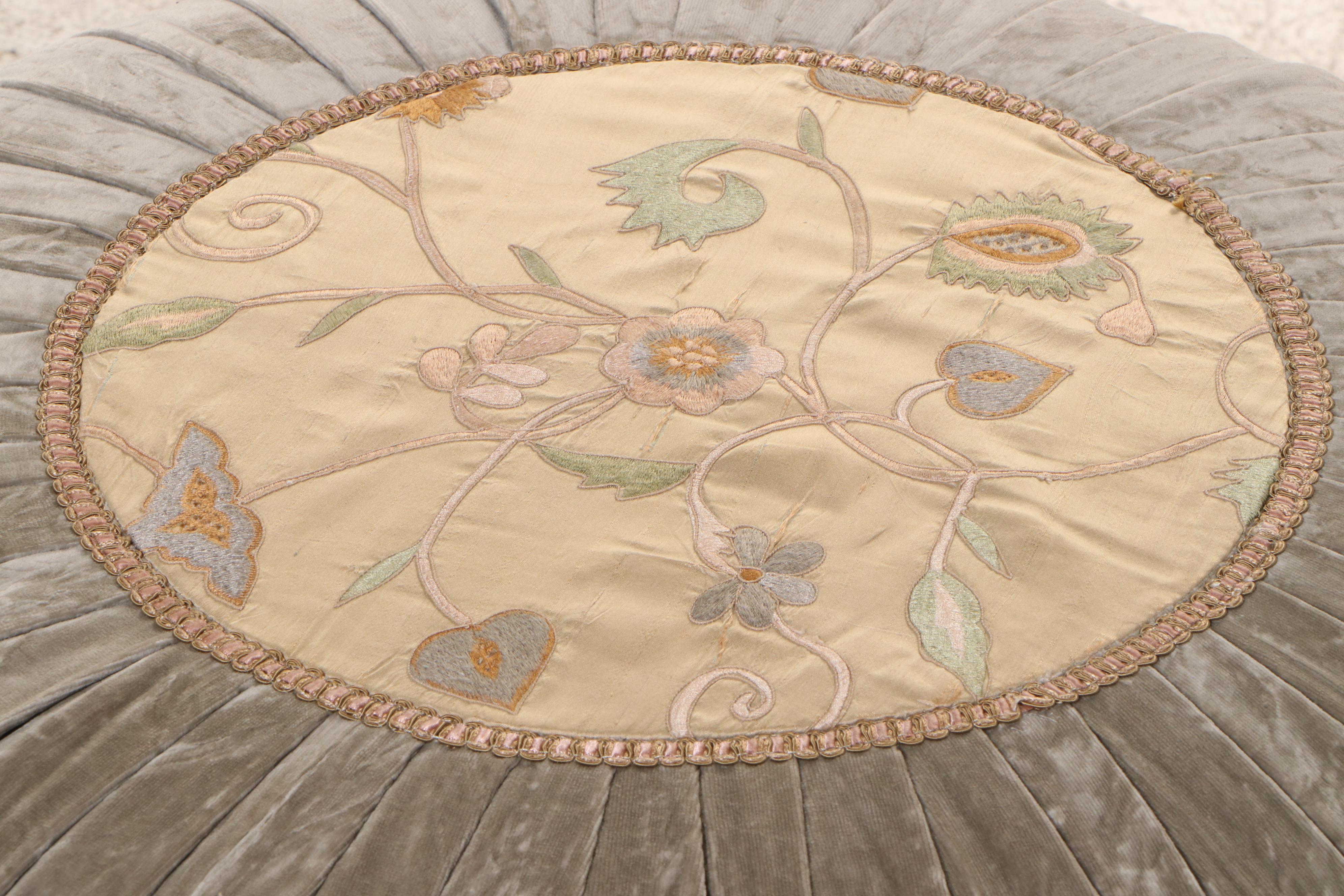 Pair of Carol Hicks Bolton and EJ Victor Custom Upholstered Chairs with Ottomans