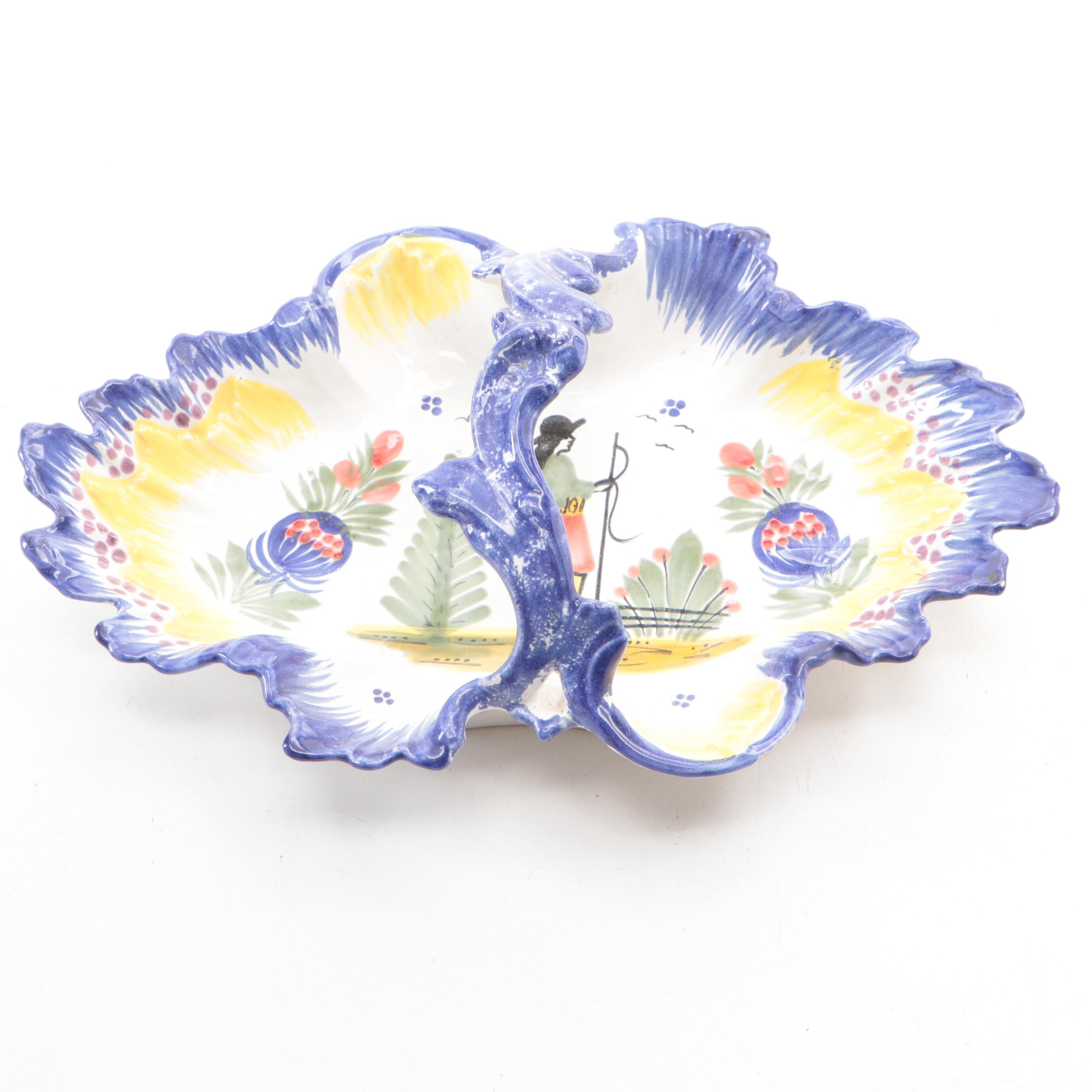 Quimper "Henriot" Faïence Handled Serving Bowl