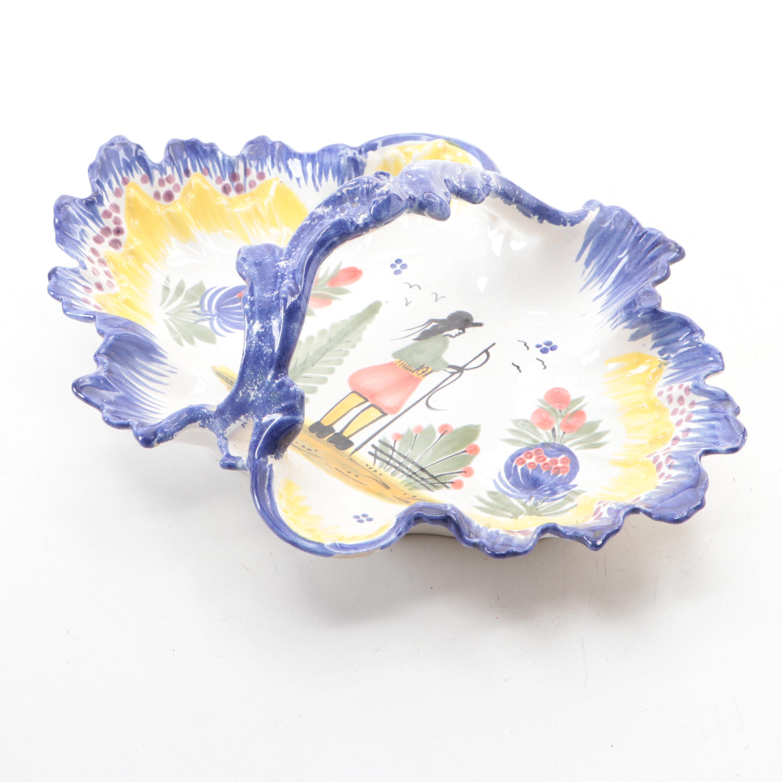 Quimper "Henriot" Faïence Handled Serving Bowl