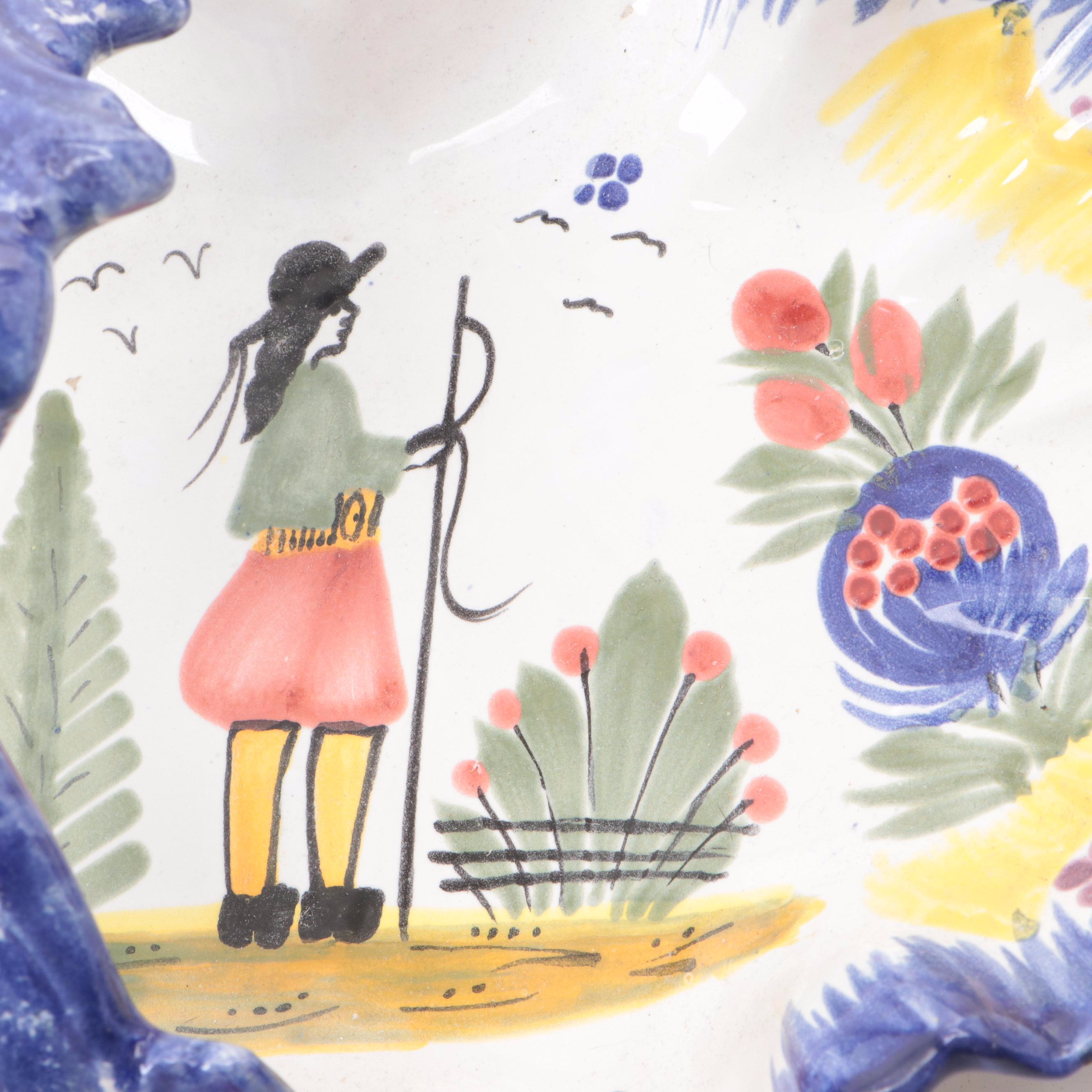 Quimper "Henriot" Faïence Handled Serving Bowl