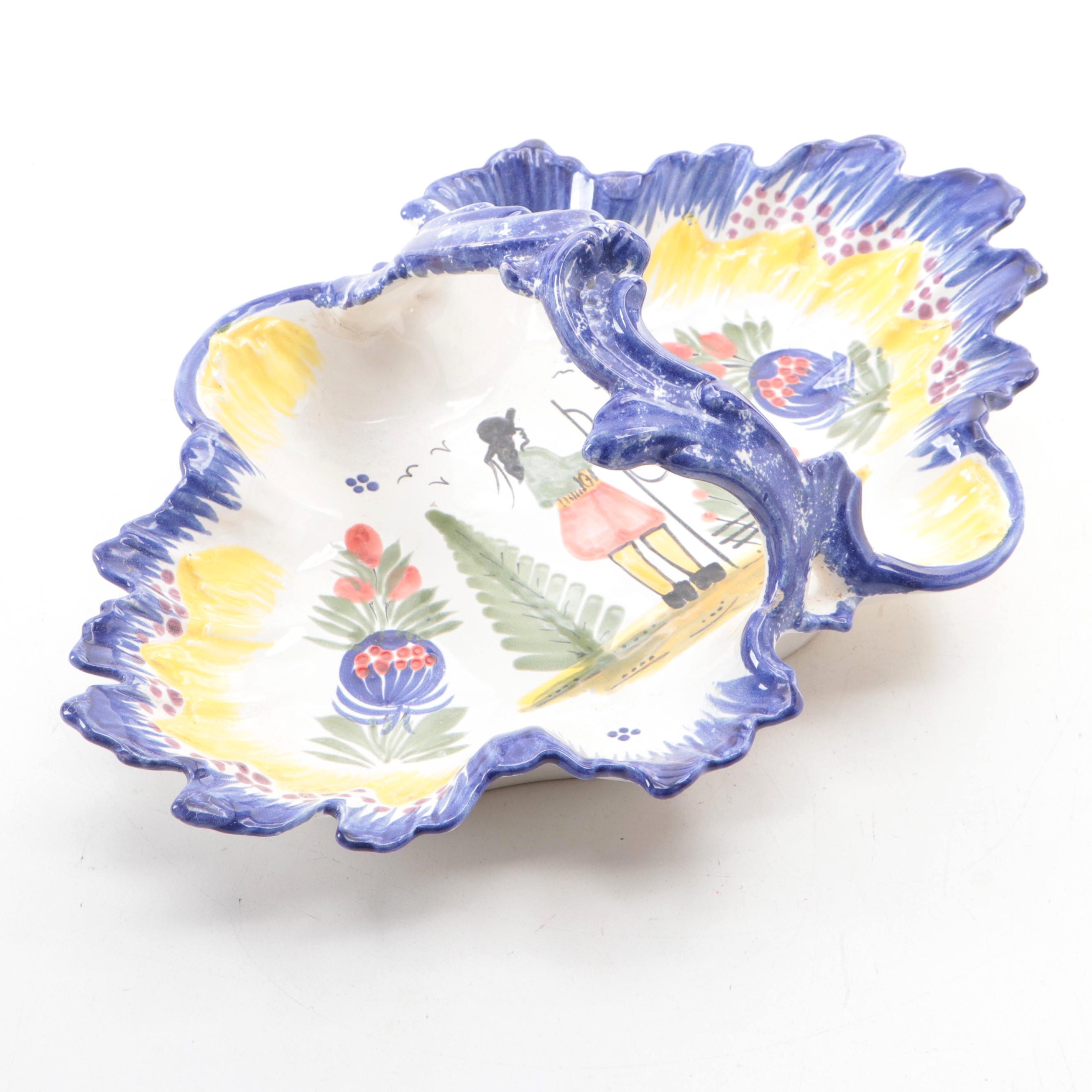 Quimper "Henriot" Faïence Handled Serving Bowl