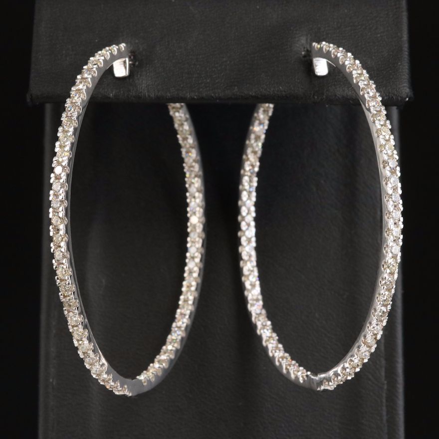 14K 4.44 CTW Diamond Inside-Out Hoop Earrings