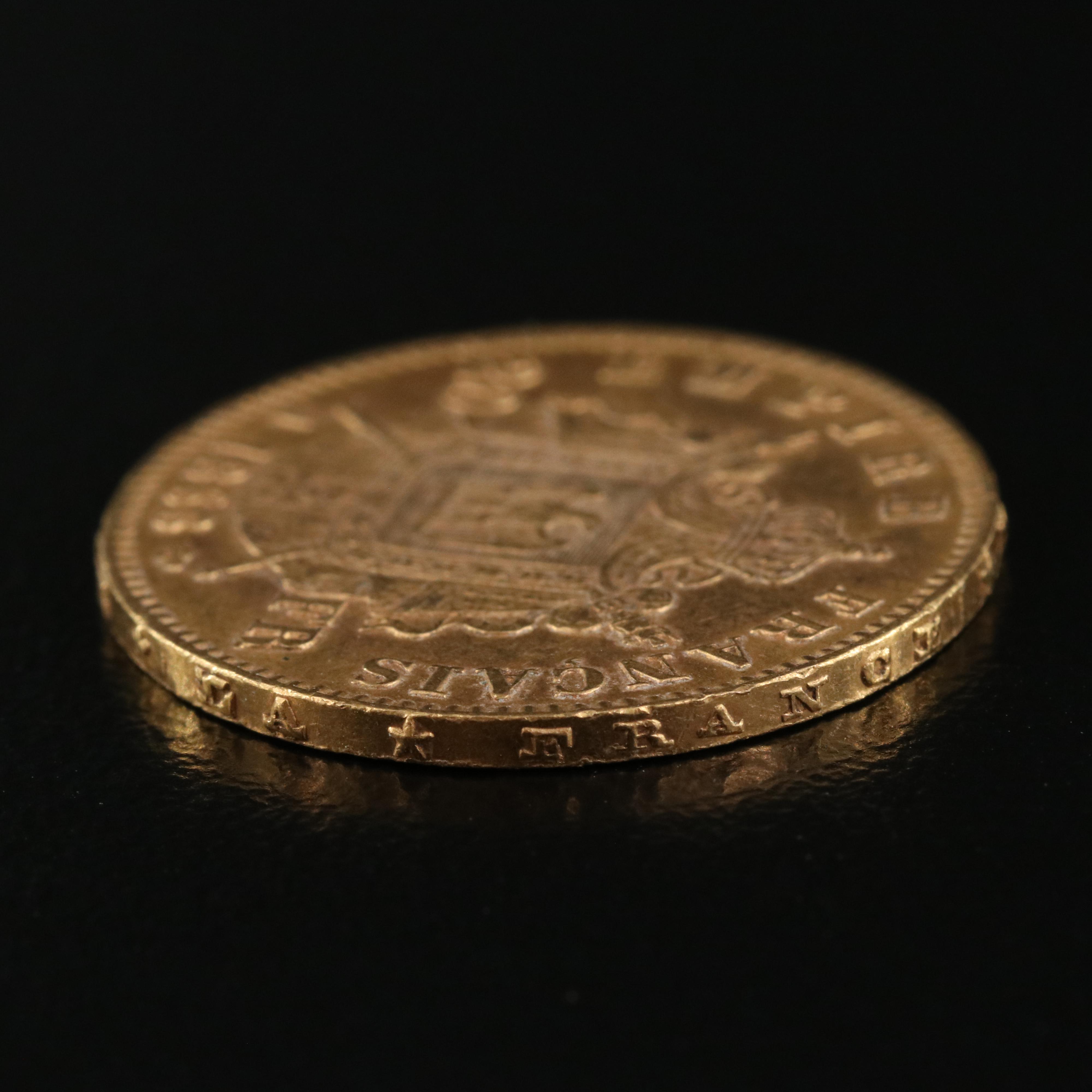 1866-A France Twenty Francs Gold Coin