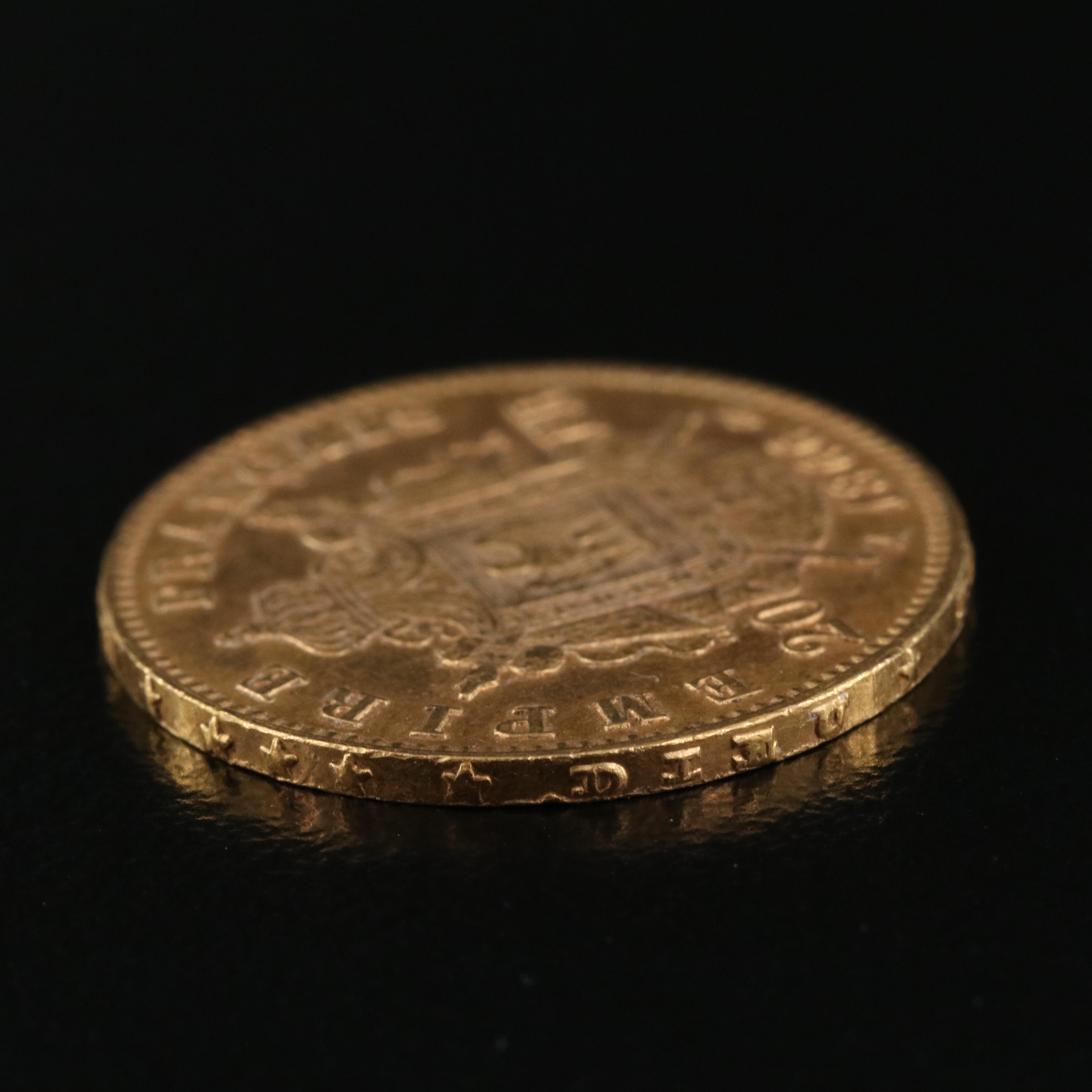 1866-A France Twenty Francs Gold Coin