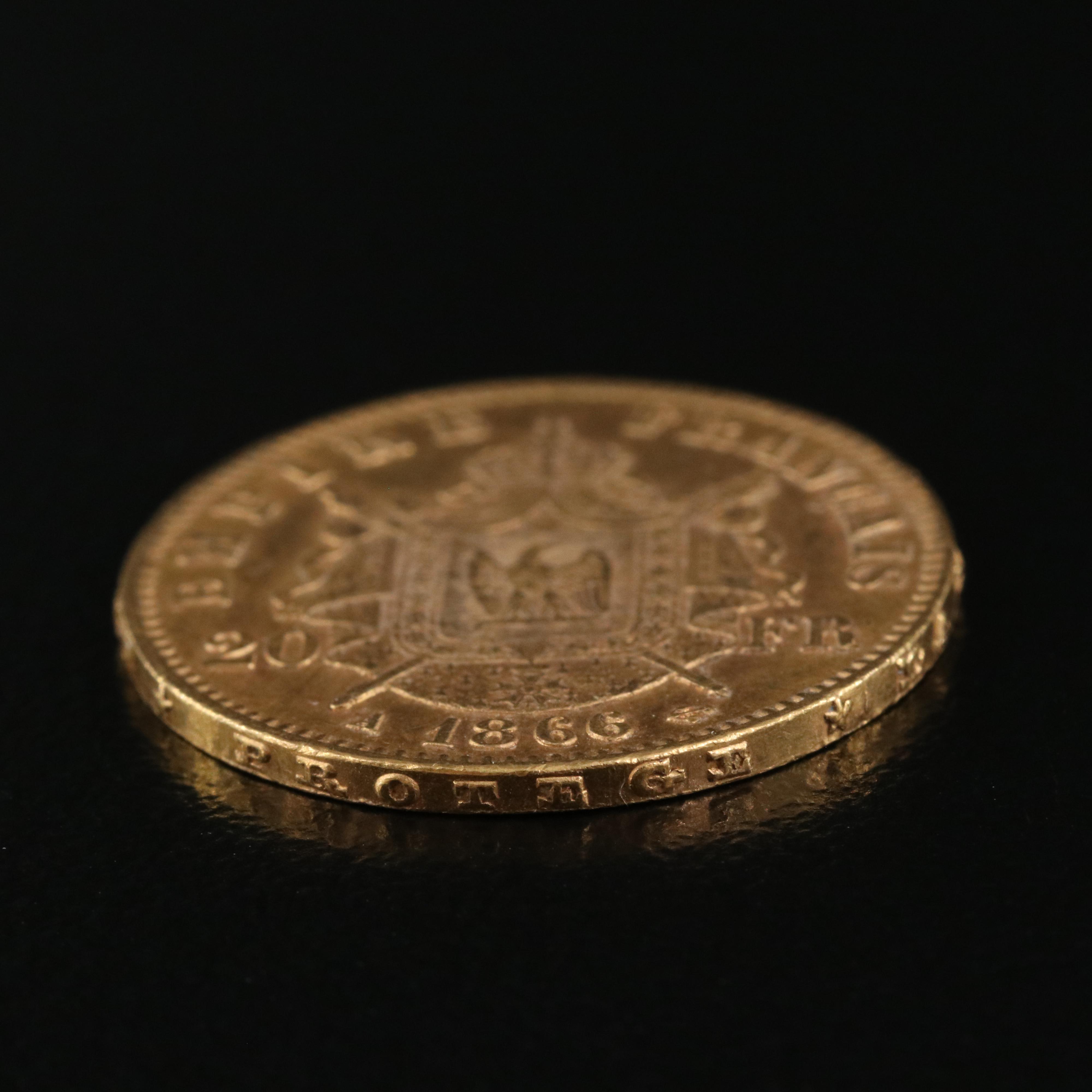 1866-A France Twenty Francs Gold Coin