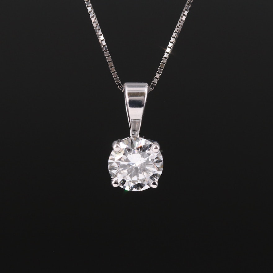 14K 0.67 CT Lab Grown Diamond Solitaire Pendant Necklace