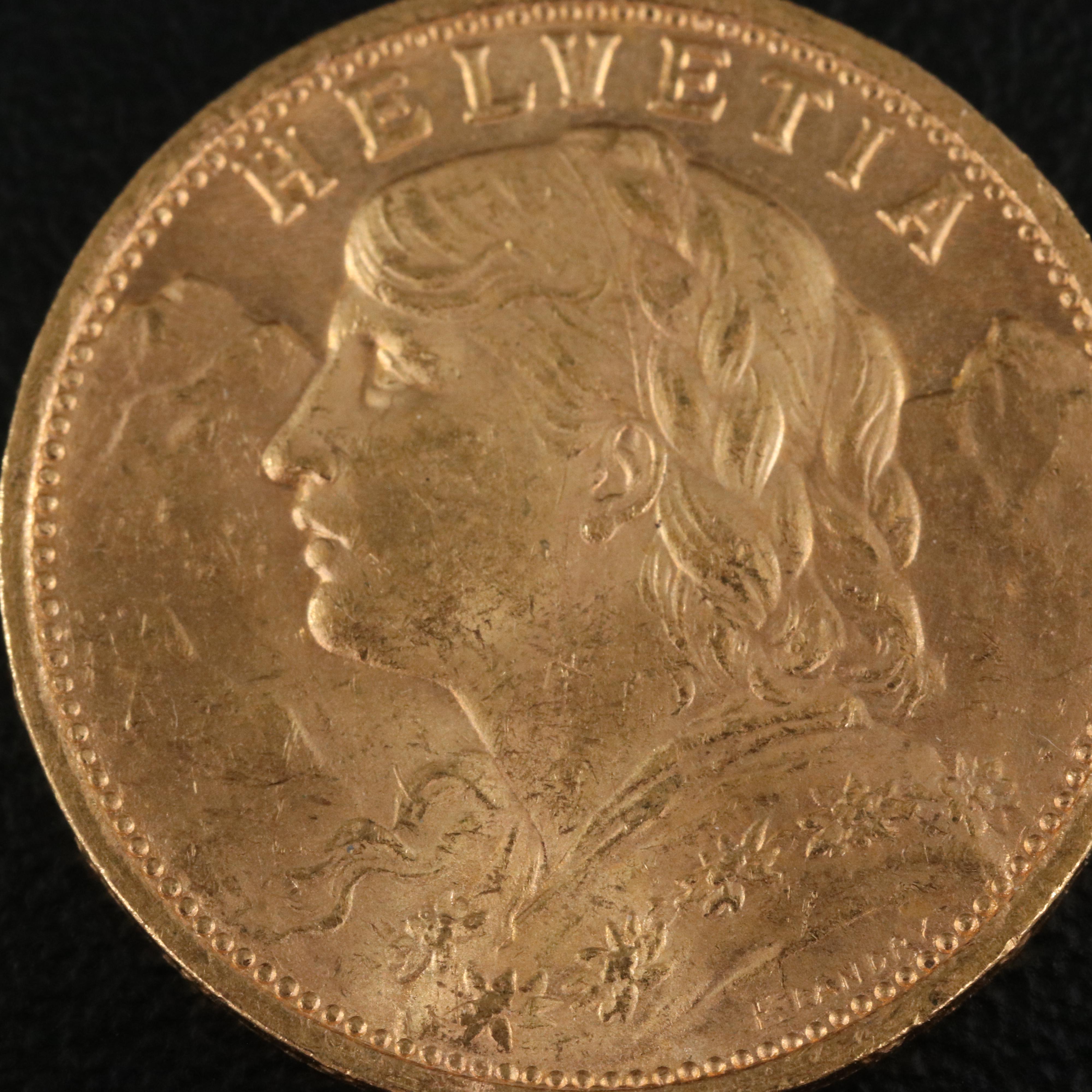1927-B Switzerland Twenty Francs Gold Coin
