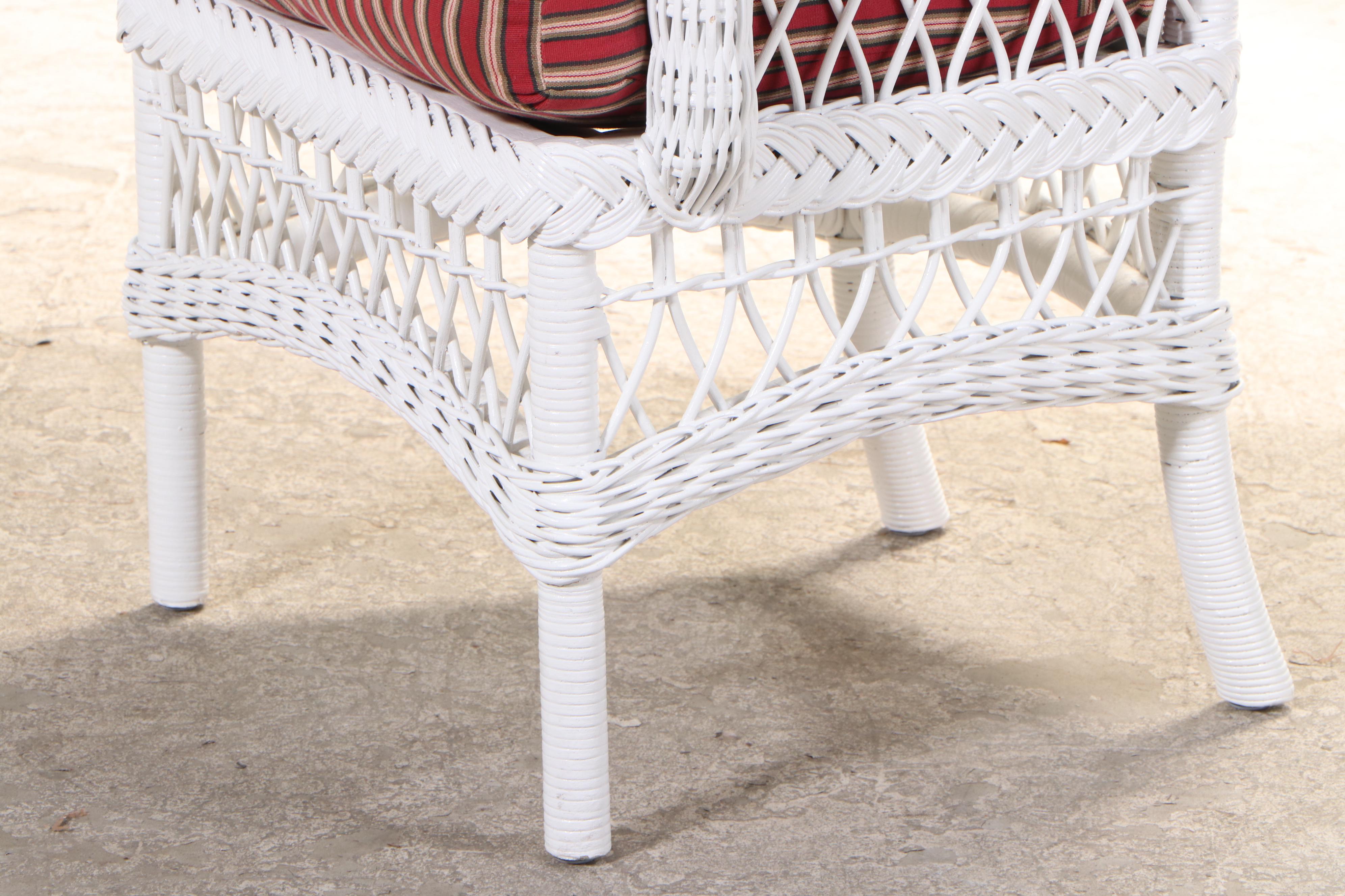 Pair of Painted Wicker Armchairs with Pillows