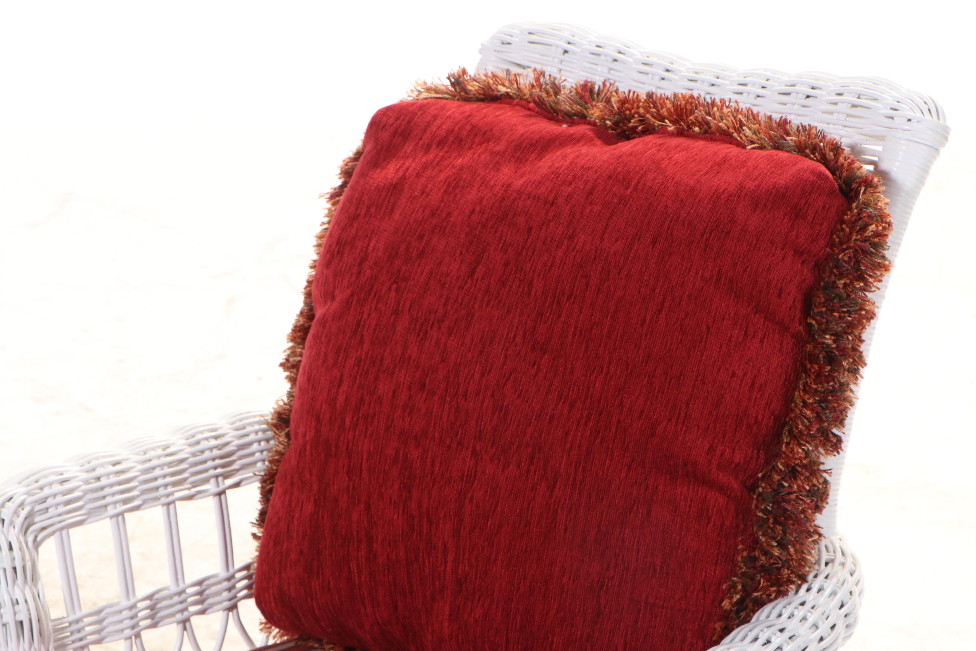 Pair of Painted Wicker Armchairs with Pillows