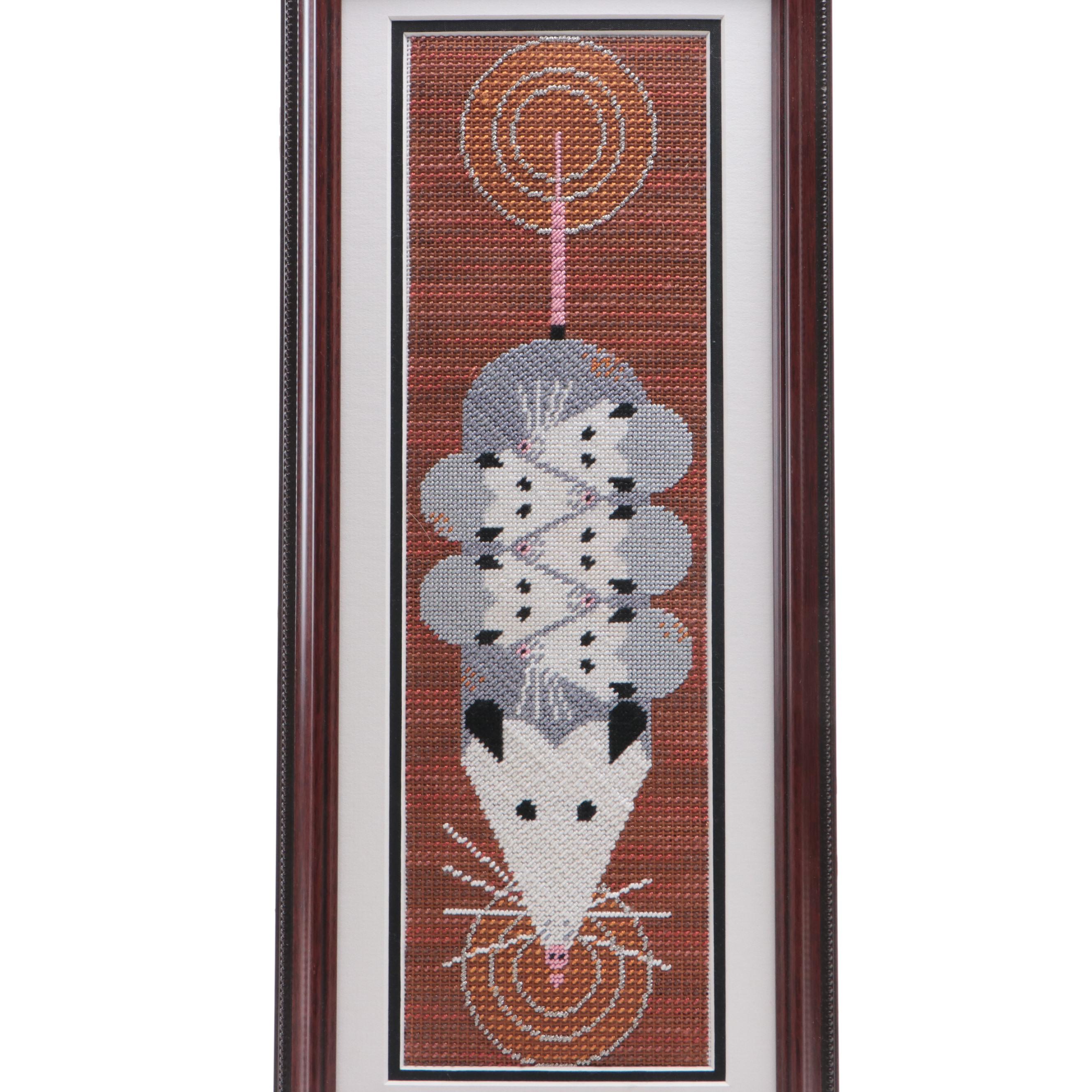 Charley Harper "Passel of Possums" Needlepoint and Harper Bird Soft Sculptures