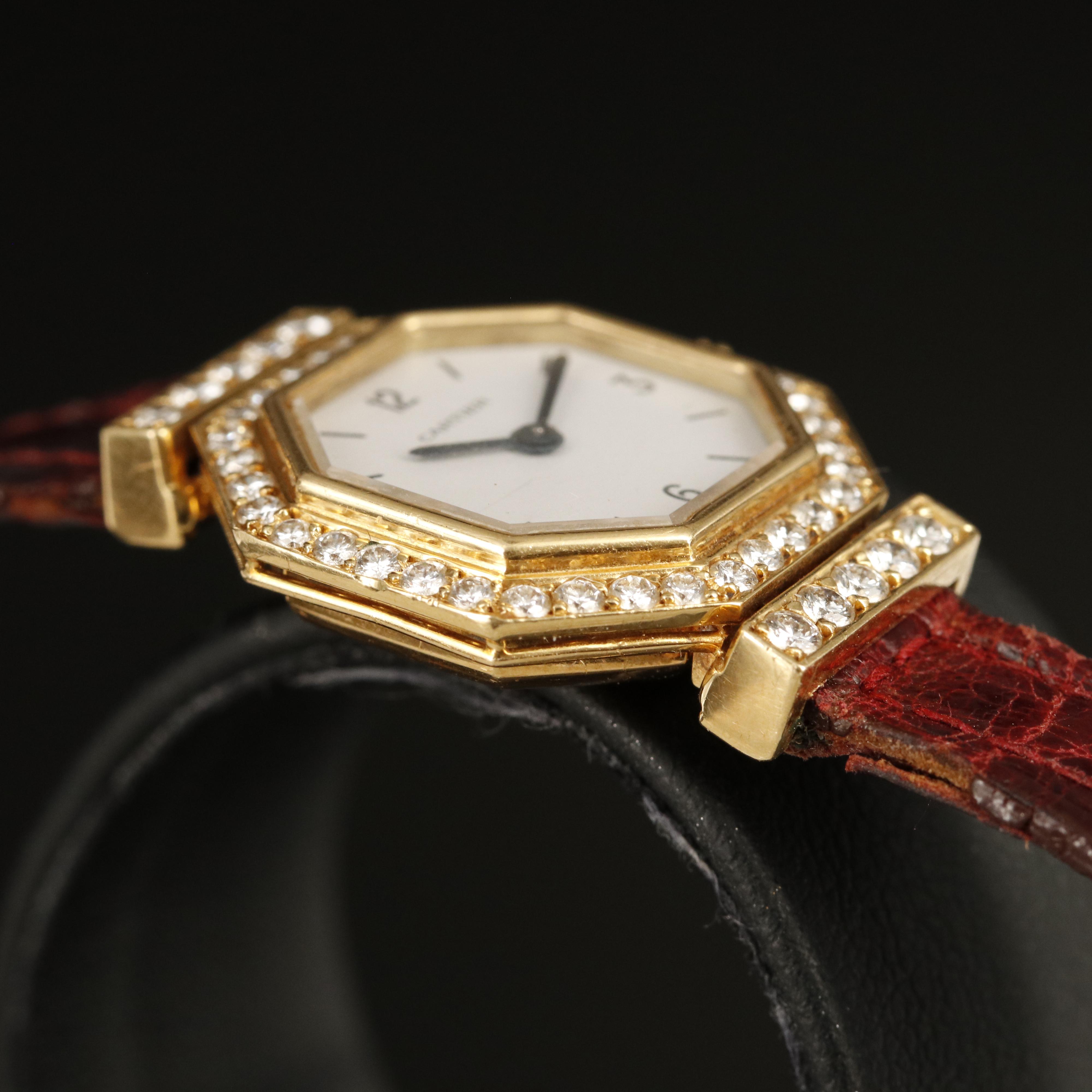 Cartier Octagonal 18K and 1.10 CTW Diamond Vintage Watch
