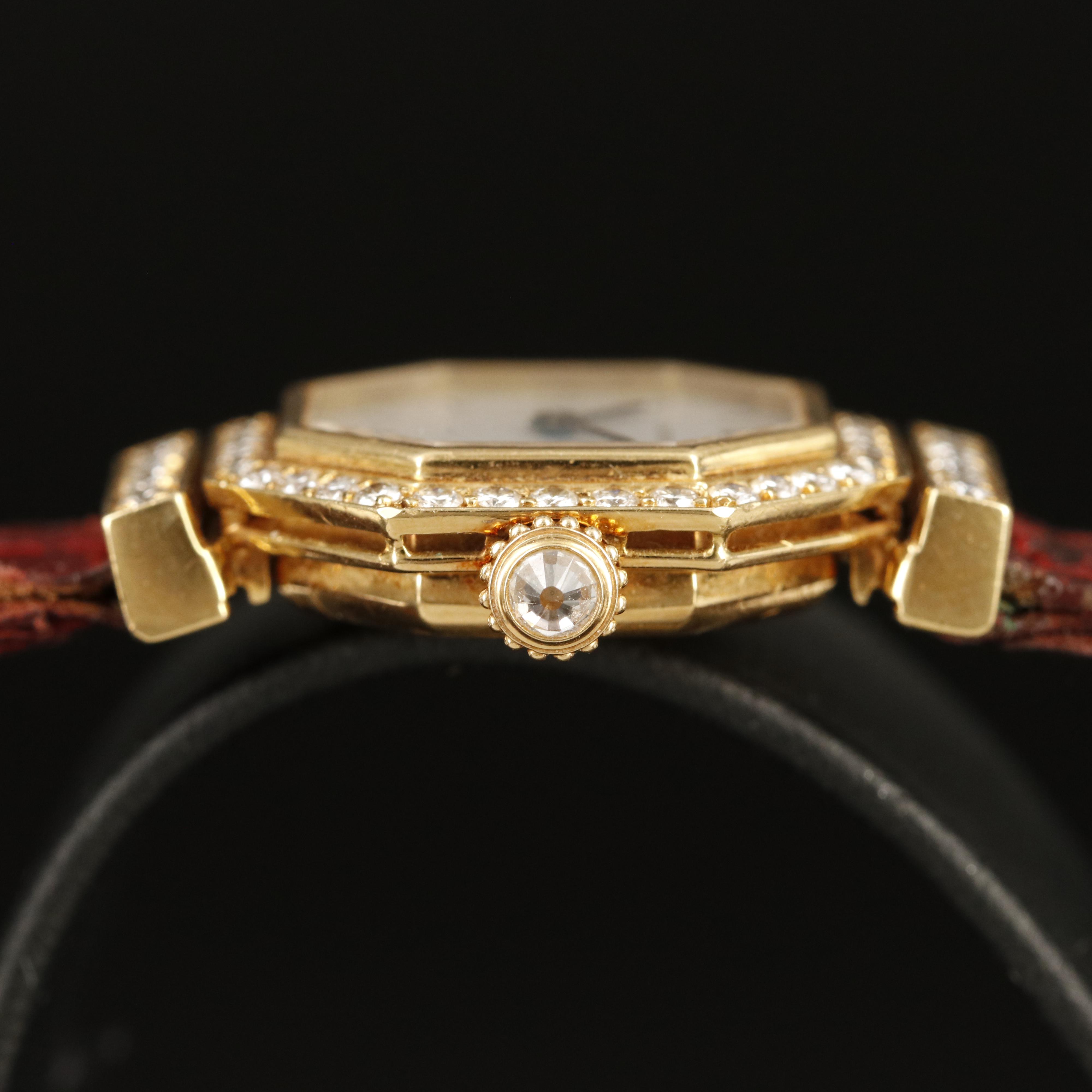Cartier Octagonal 18K and 1.10 CTW Diamond Vintage Watch