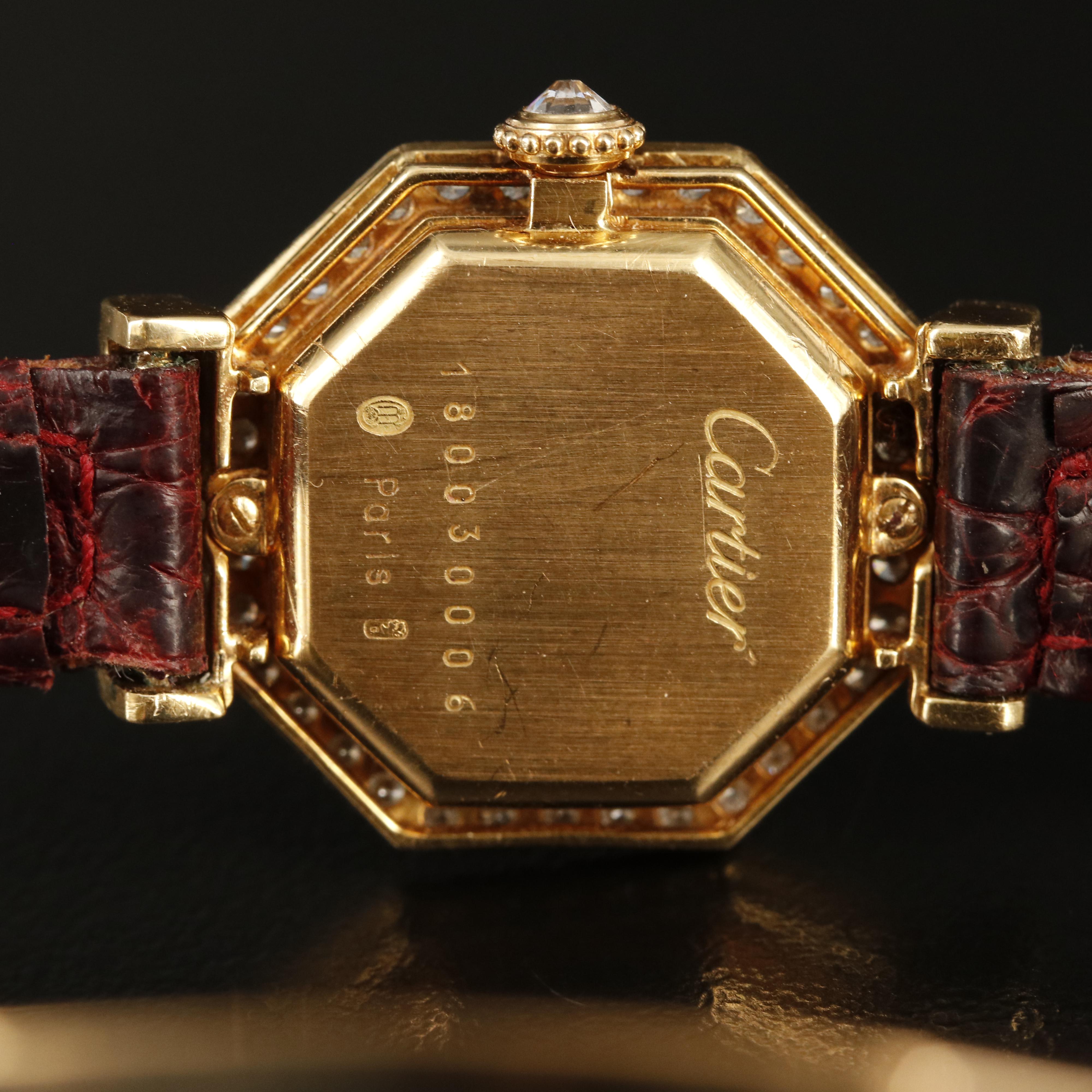 Cartier Octagonal 18K and 1.10 CTW Diamond Vintage Watch