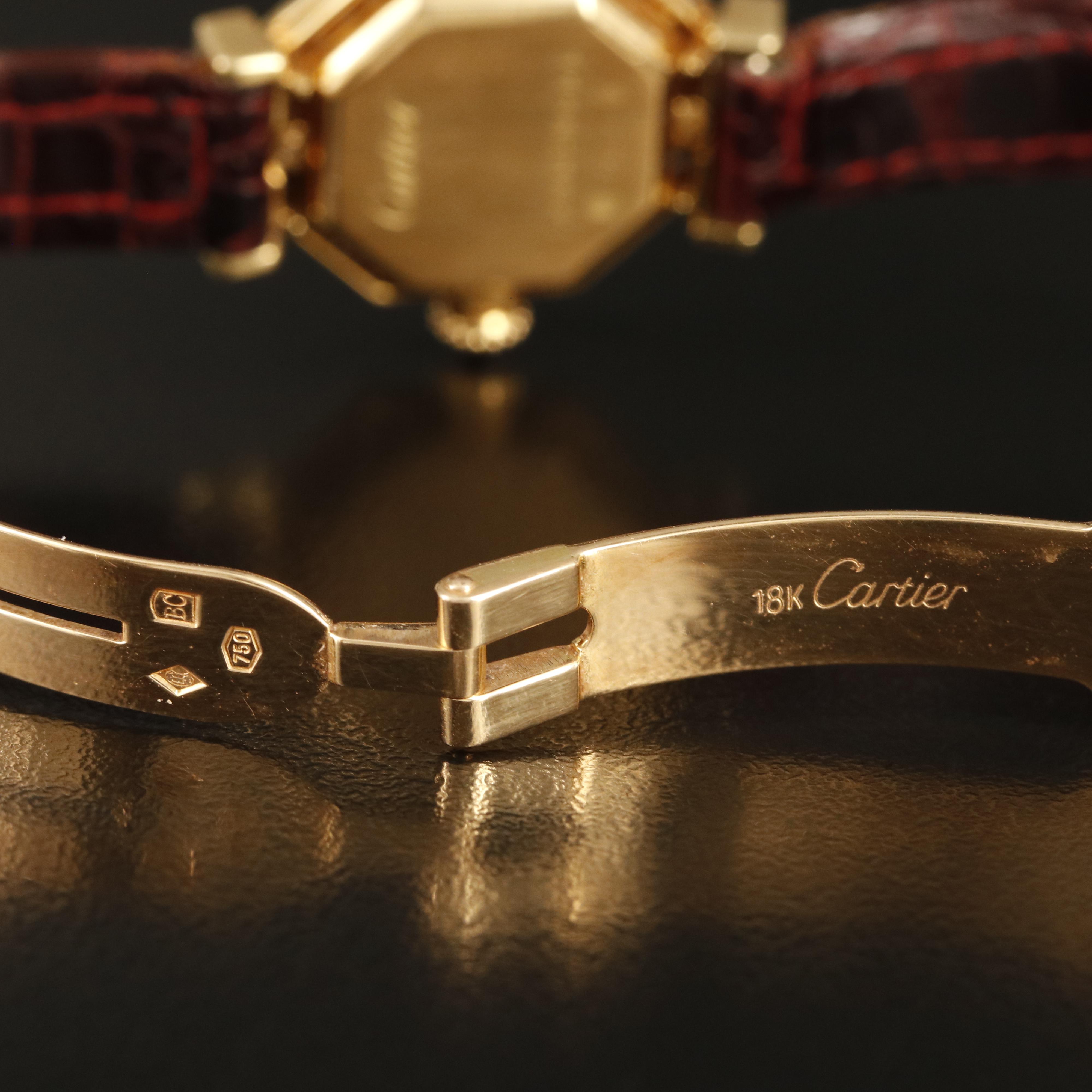 Cartier Octagonal 18K and 1.10 CTW Diamond Vintage Watch