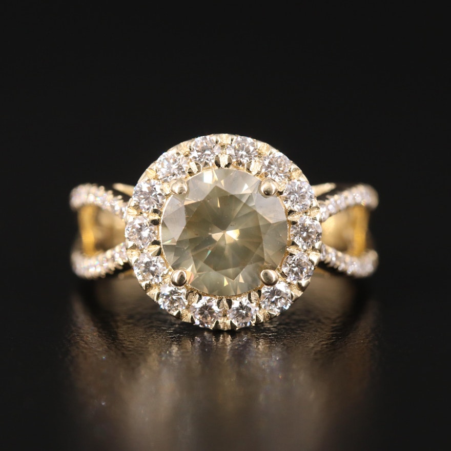 14K 2.85 CTW Diamond Halo Ring