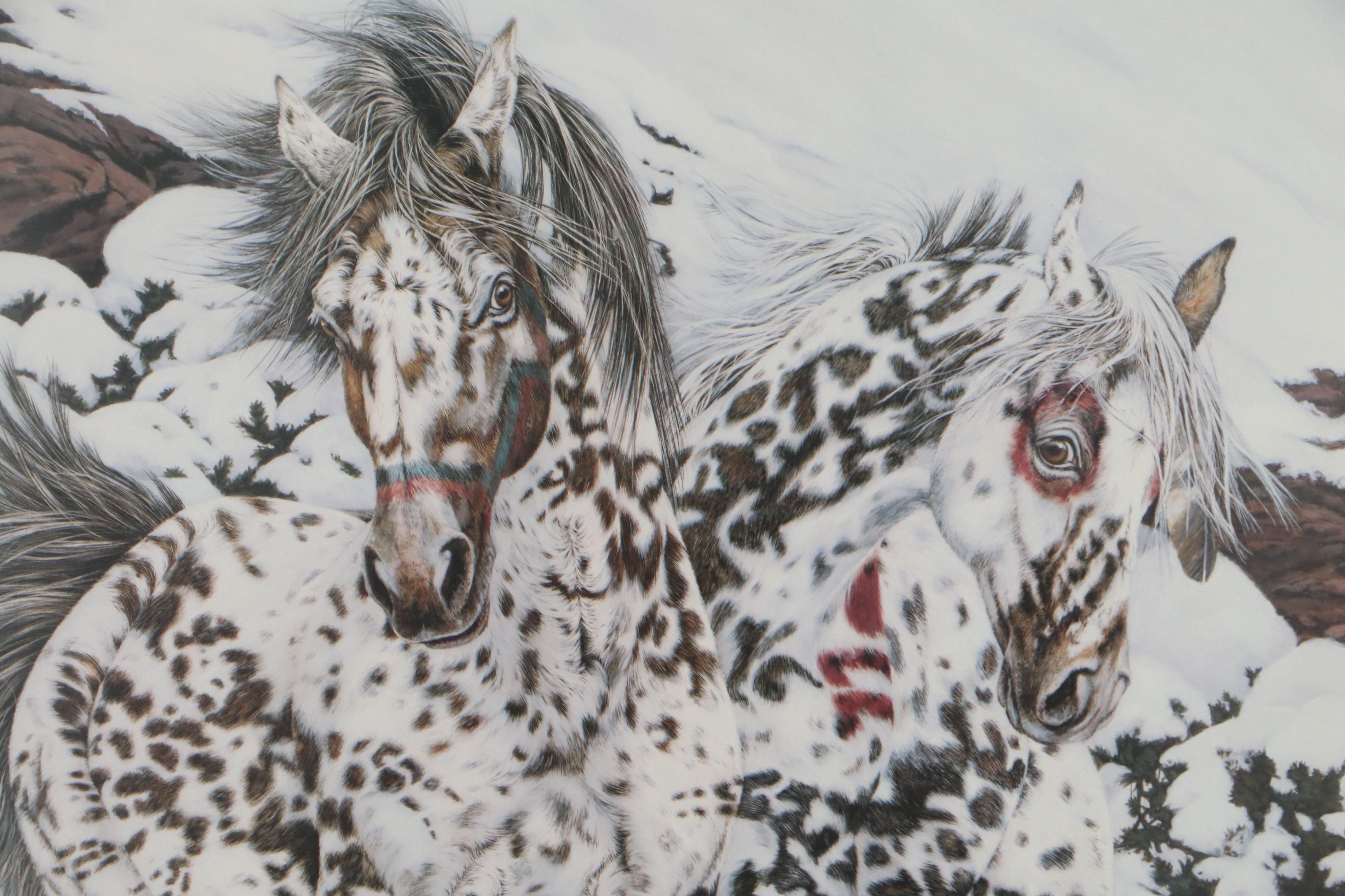 Judy Larson Offset Lithograph "Crow Ponies," Late 20th Century