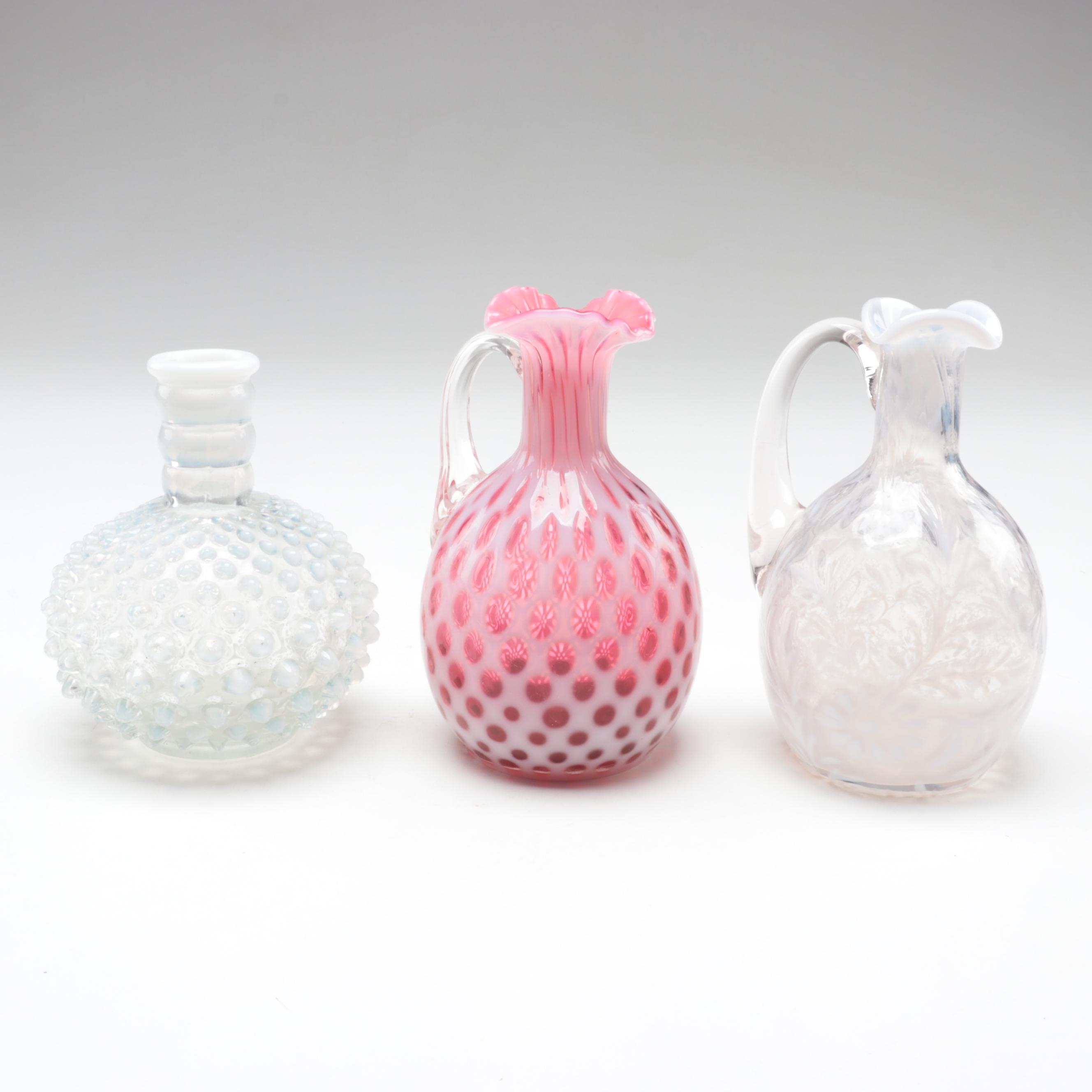 Fenton Hobnail Opalescent and Coin Dot Cranberry Glass Vases and Decor