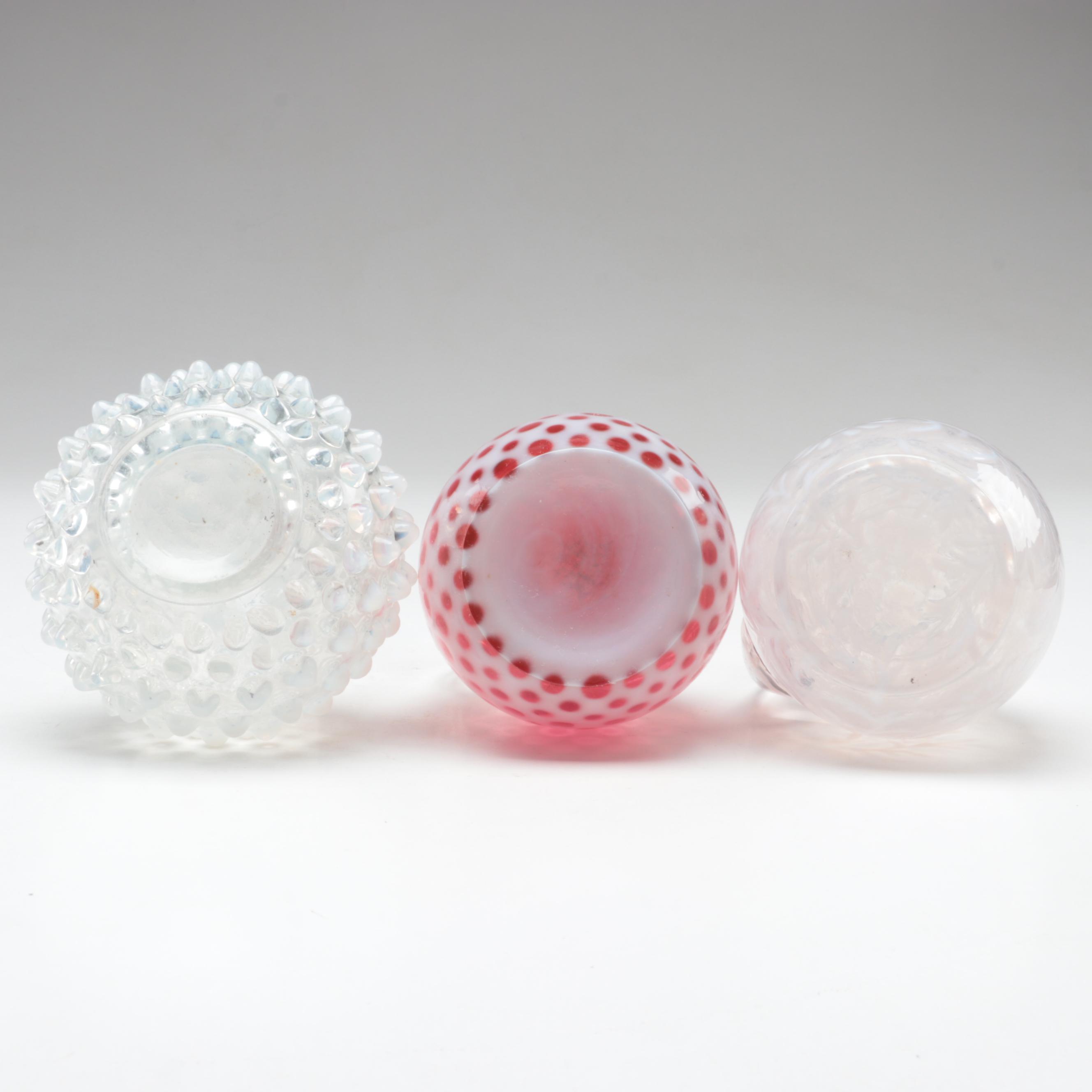 Fenton Hobnail Opalescent and Coin Dot Cranberry Glass Vases and Decor