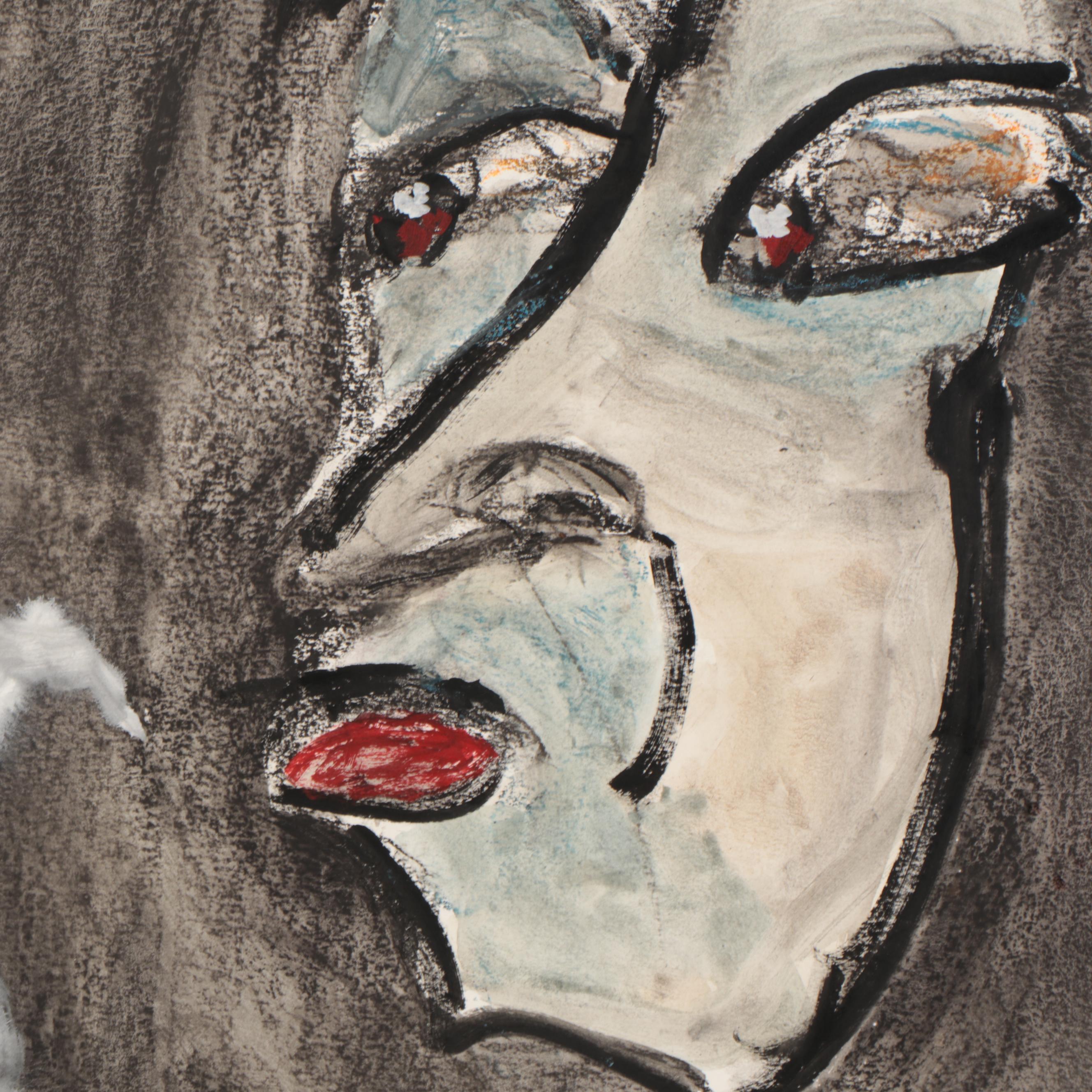 Jim Guest Figural Mixed Media Painting