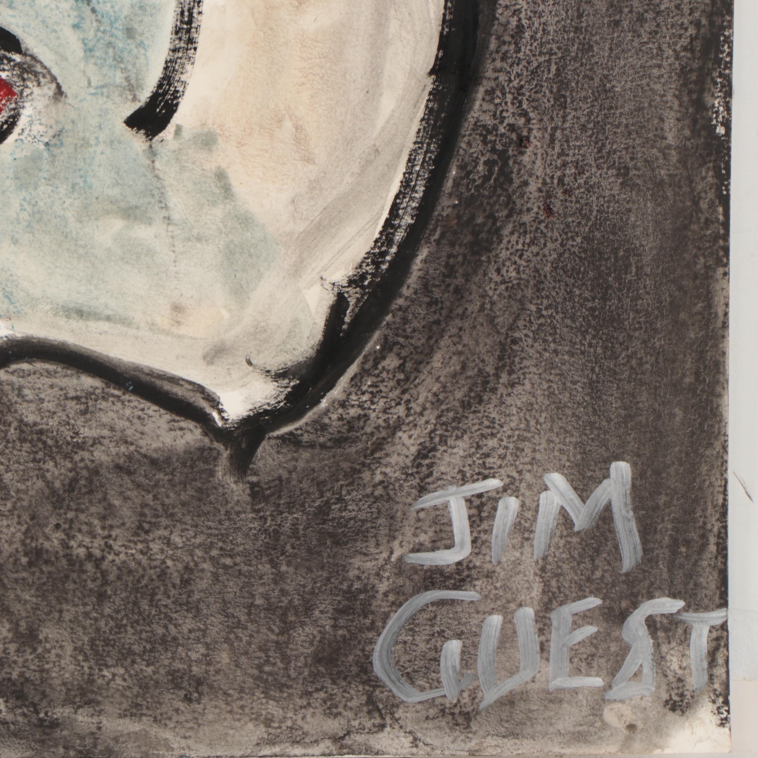 Jim Guest Figural Mixed Media Painting
