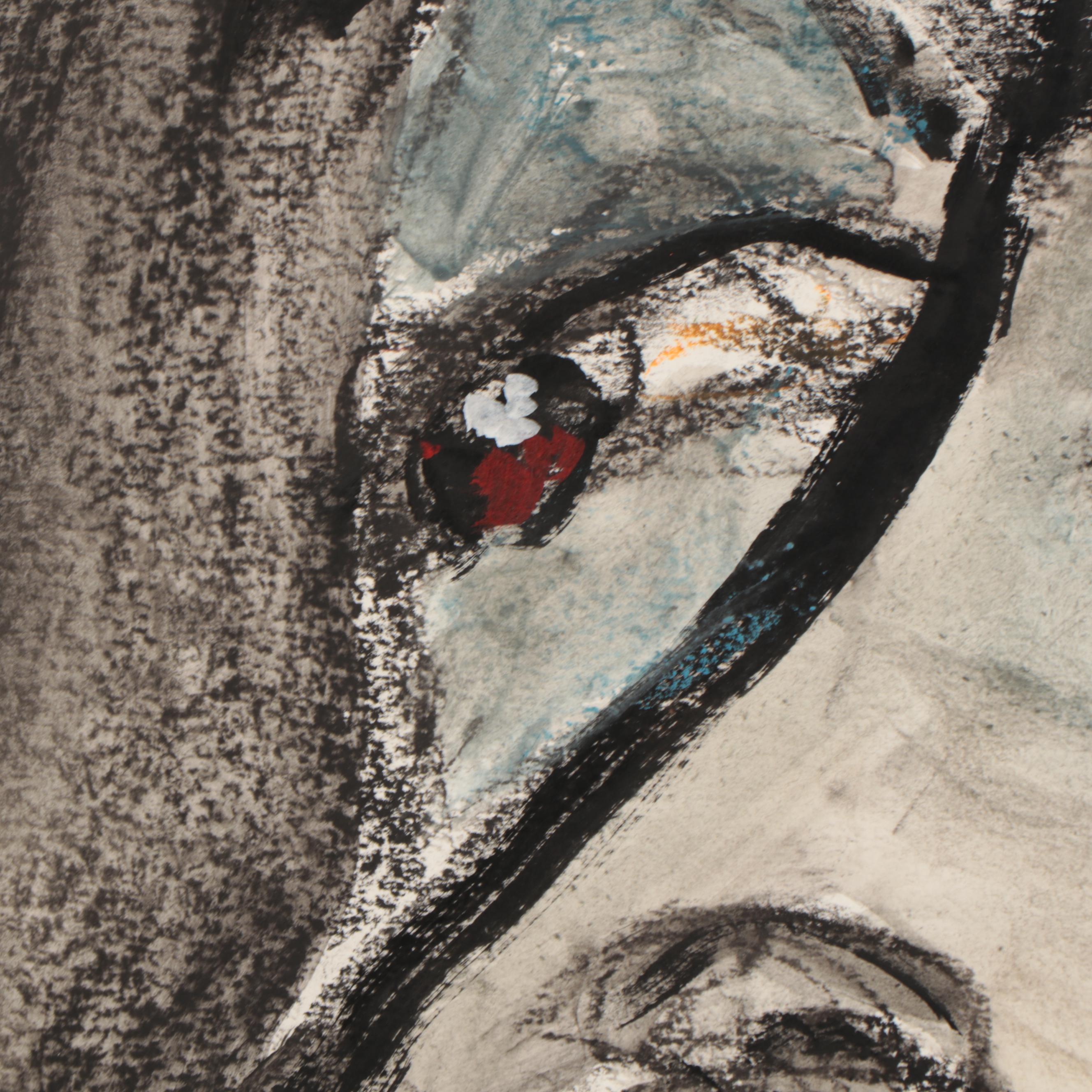 Jim Guest Figural Mixed Media Painting