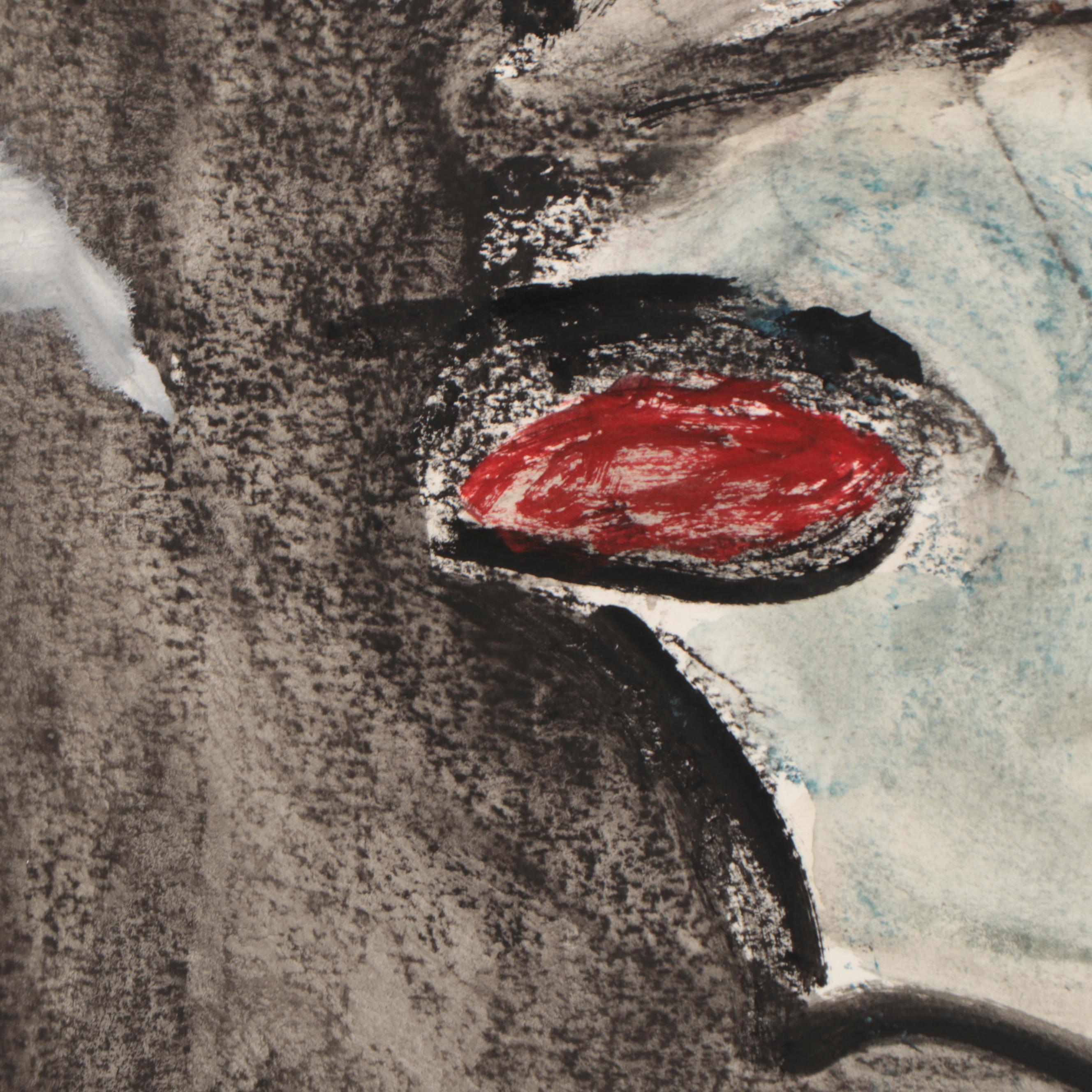 Jim Guest Figural Mixed Media Painting