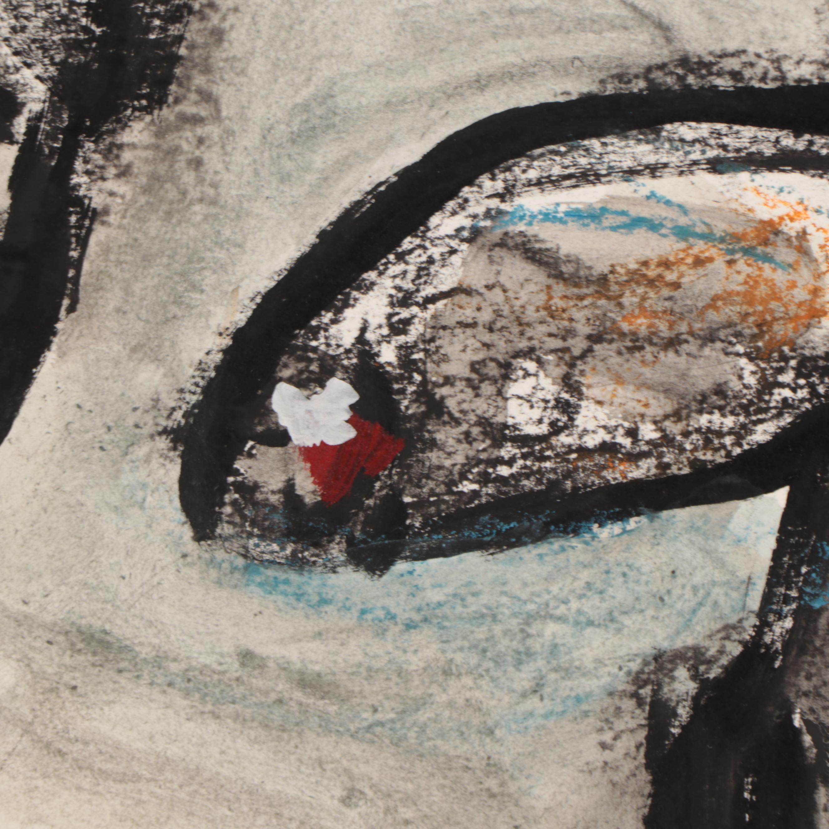 Jim Guest Figural Mixed Media Painting