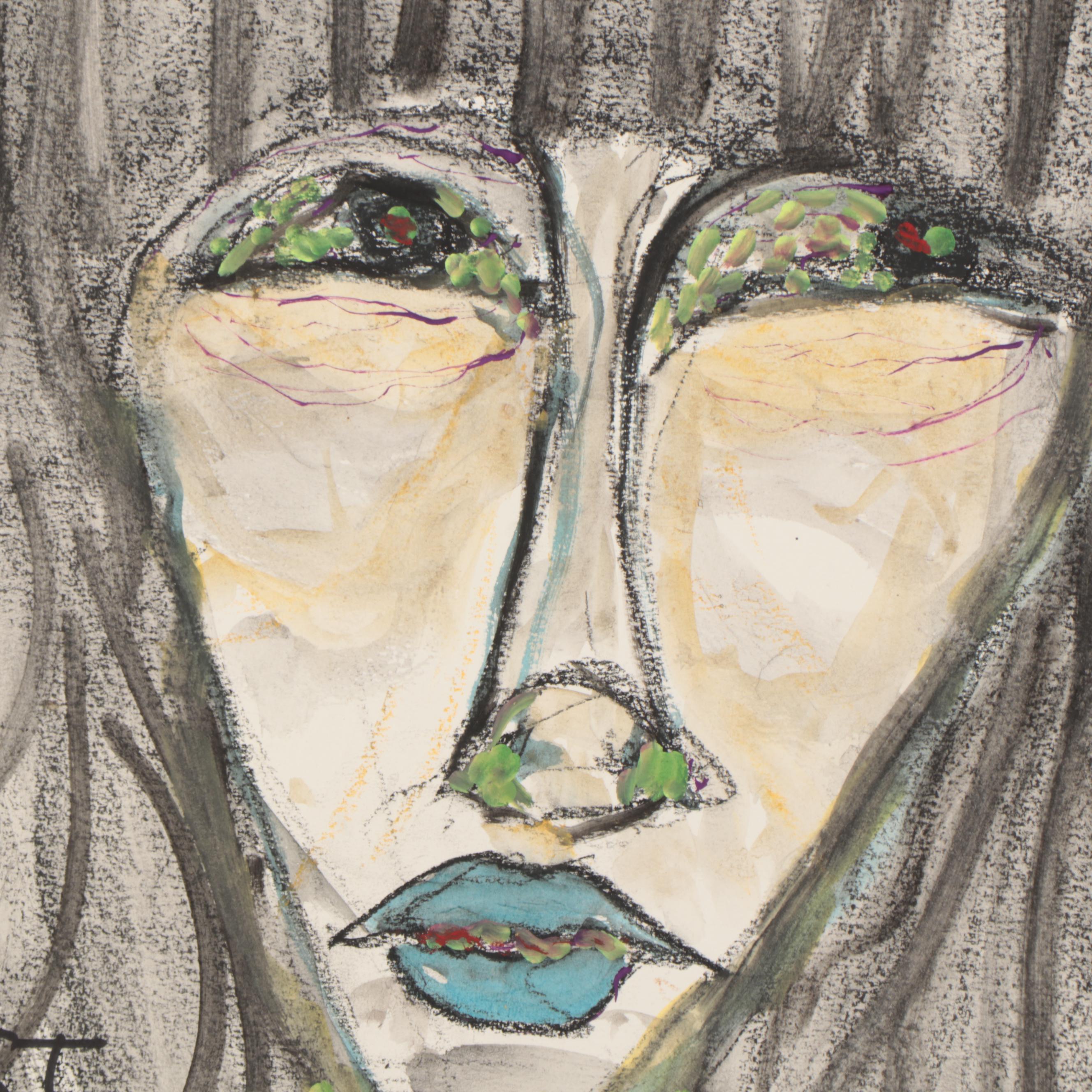 Jim Guest Figural Mixed Media Painting